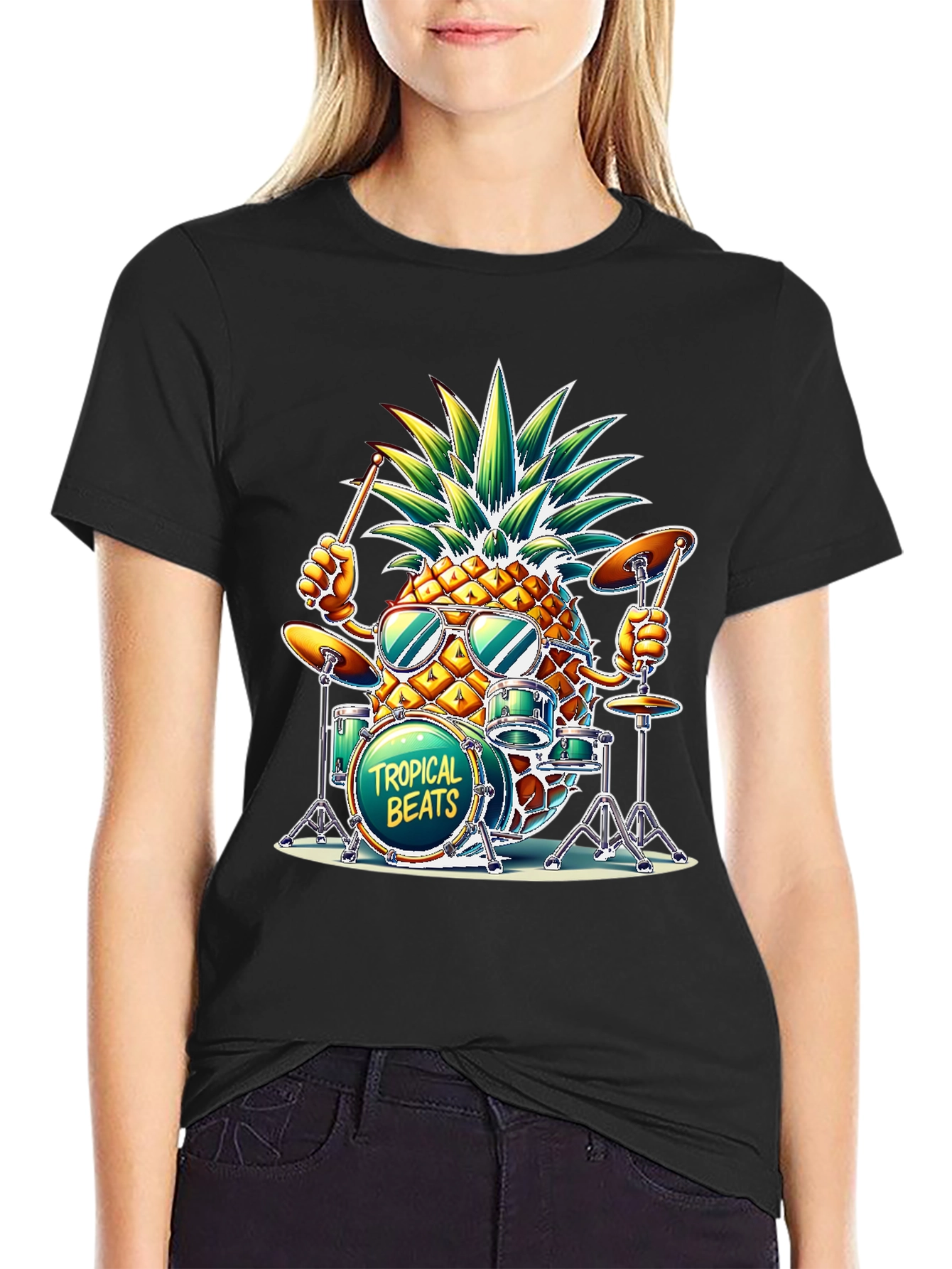 Tropical Beats Pineapple Drummer T-Shirt