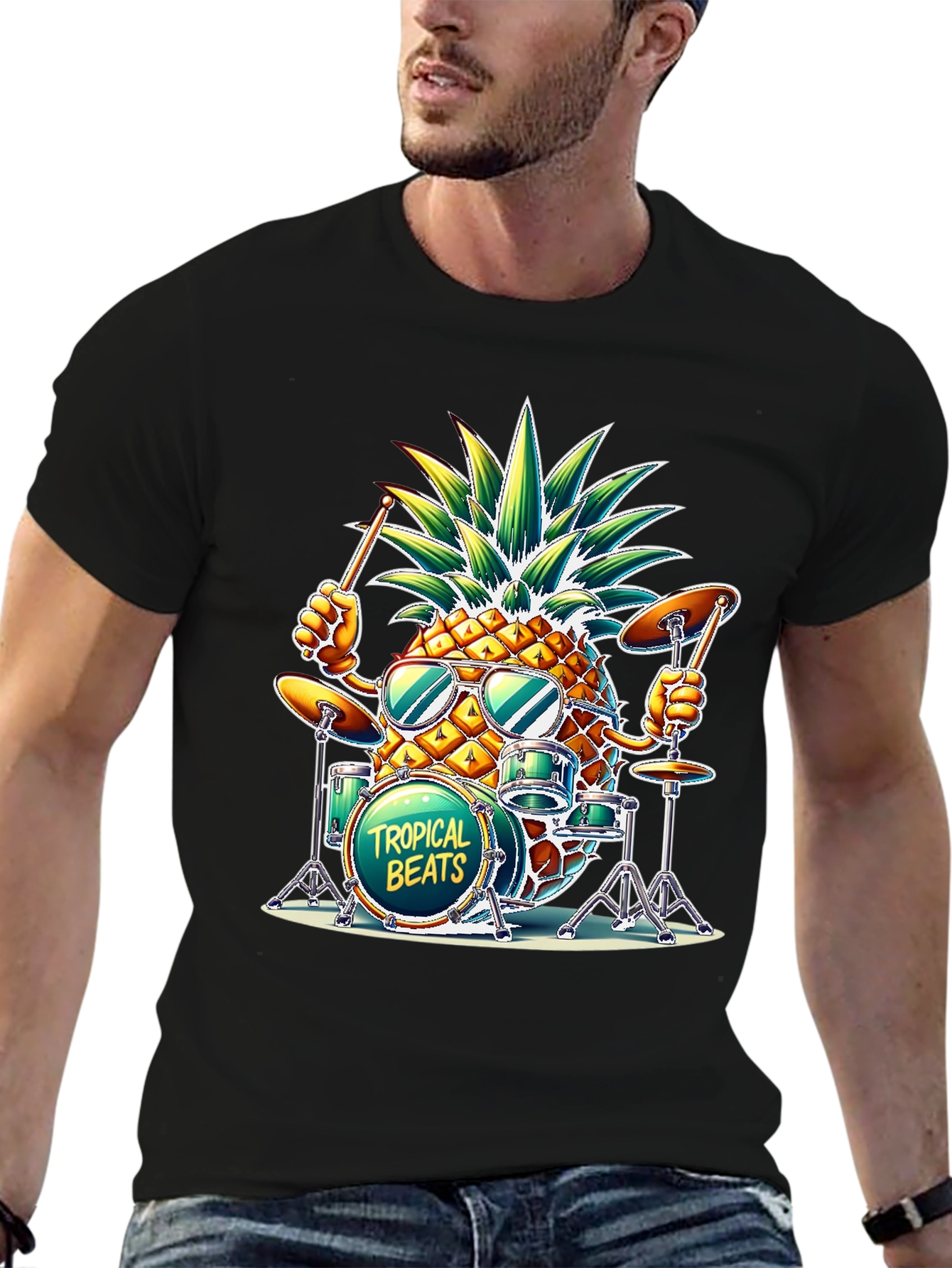 Tropical Beats Pineapple Drummer T-Shirt