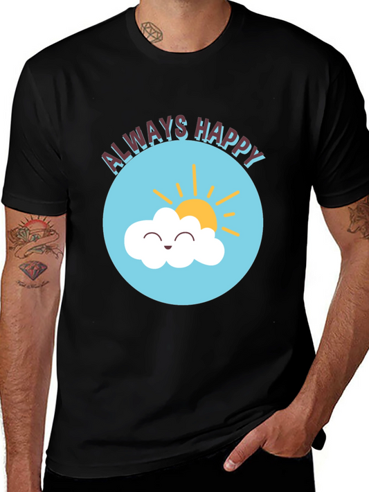 Always Happy Cloud Graphic Black T-Shirt