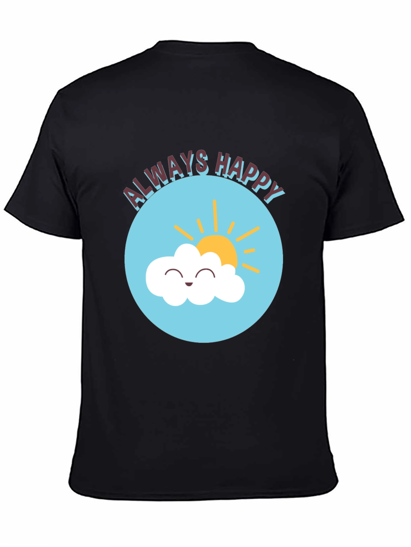 Always Happy Cloud Graphic Black T-Shirt