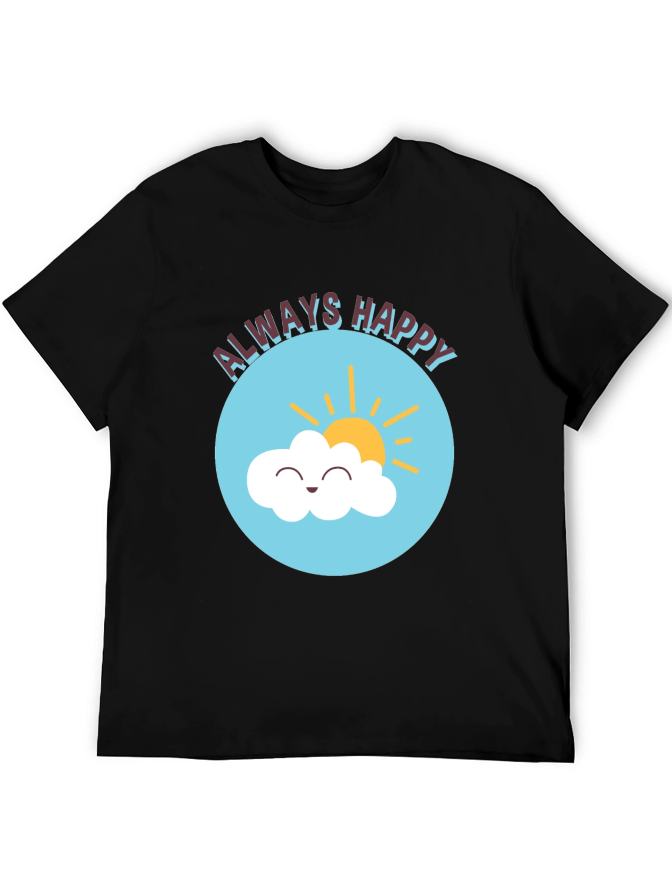 Always Happy Cloud Graphic Black T-Shirt
