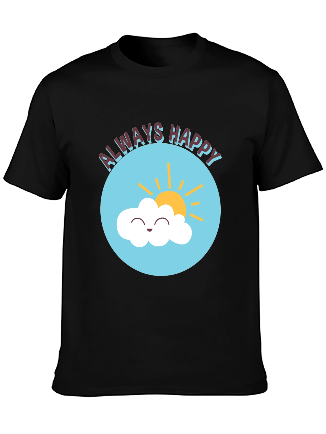 Always Happy Cloud Graphic Black T-Shirt