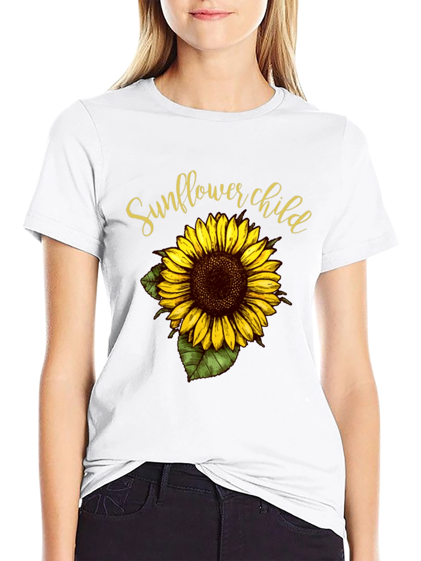 Sunflower Child Graphic Tee - Black