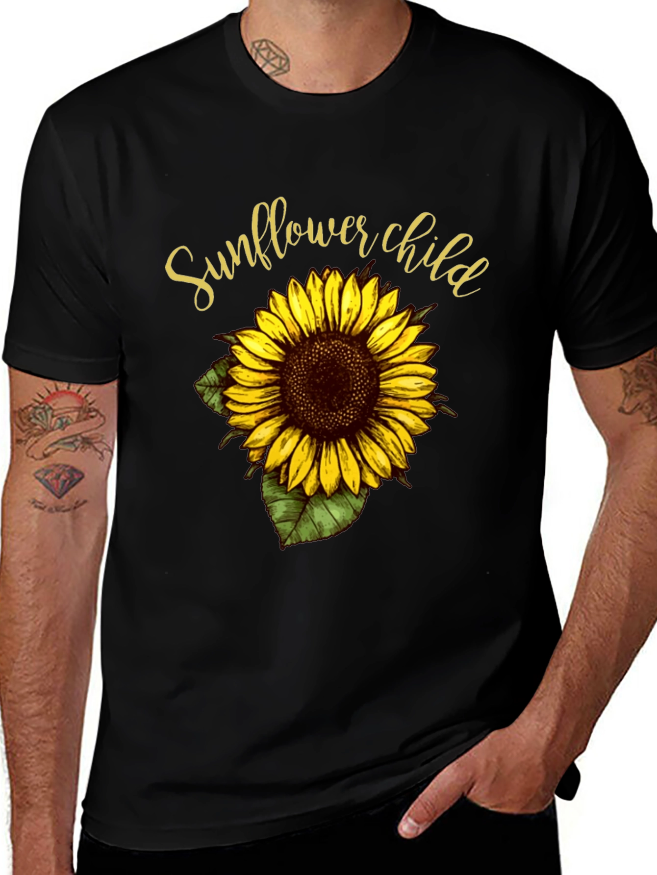 Sunflower Child Graphic Tee - Black