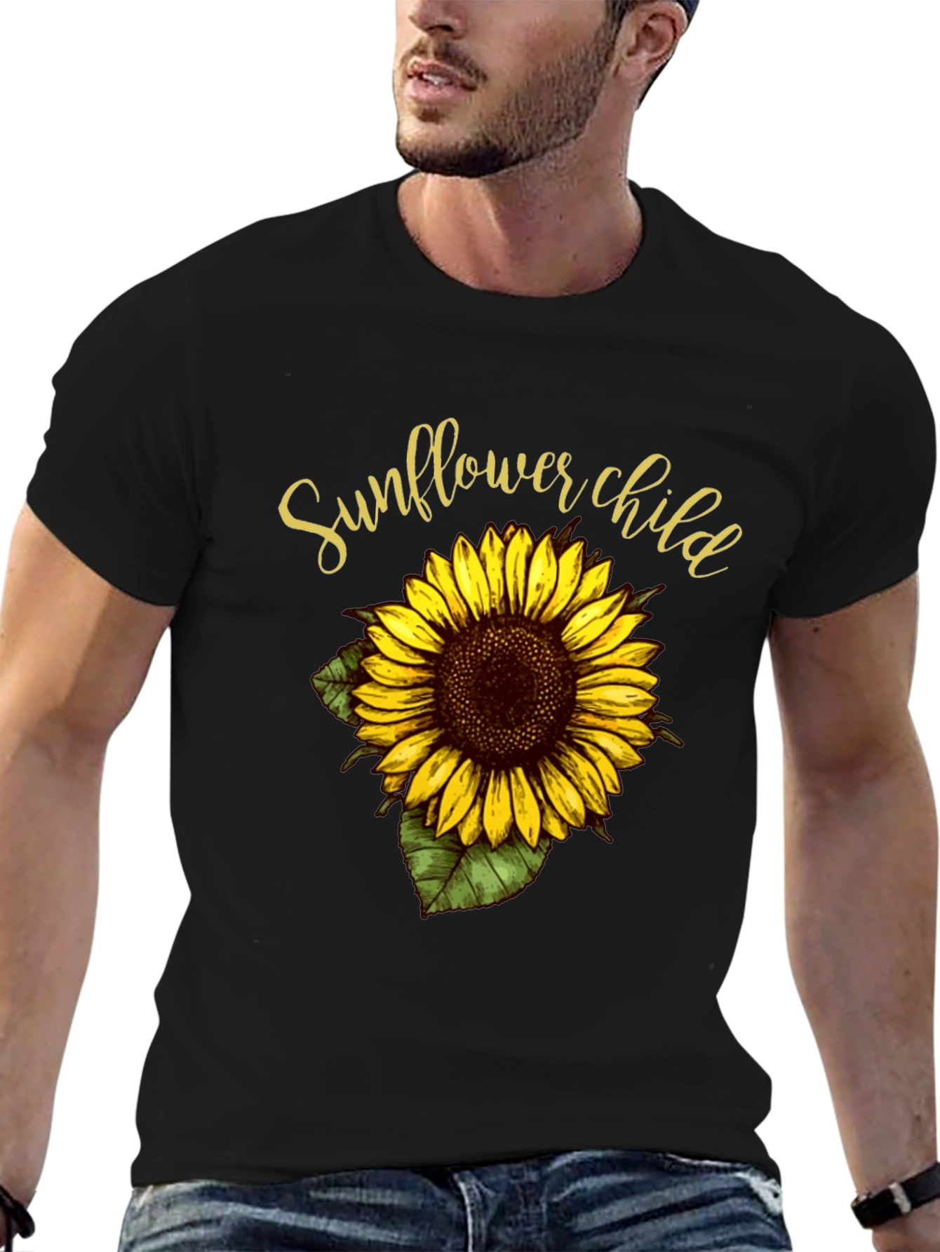 Sunflower Child Graphic Tee - Black