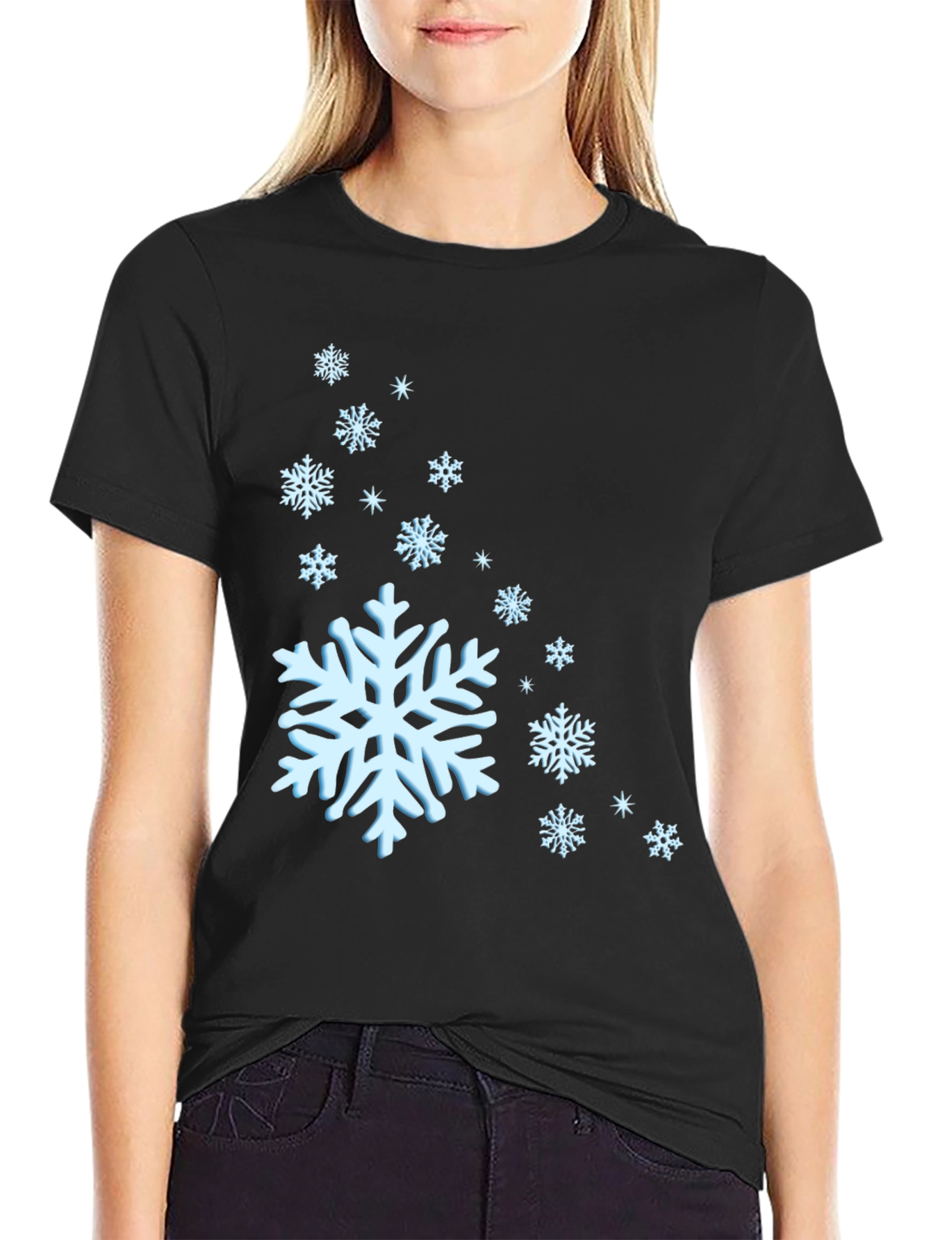 Snowflake Graphic Black T-Shirt