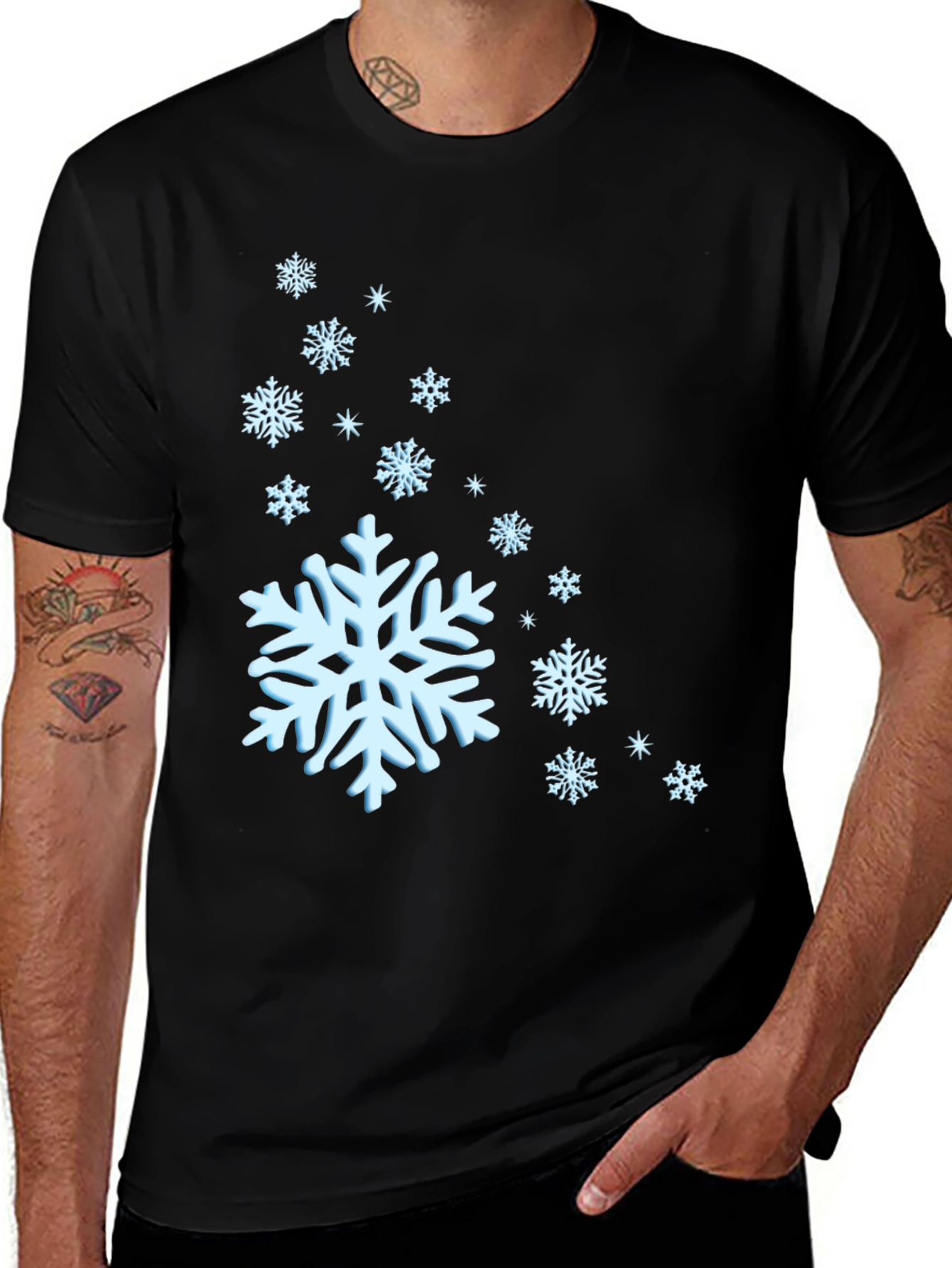 Snowflake Graphic Black T-Shirt