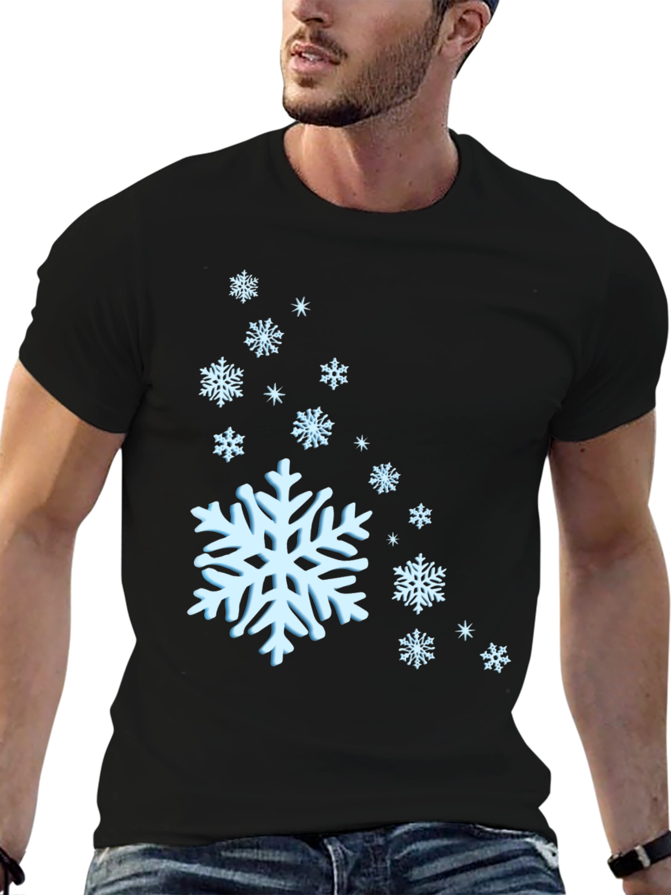 Snowflake Graphic Black T-Shirt