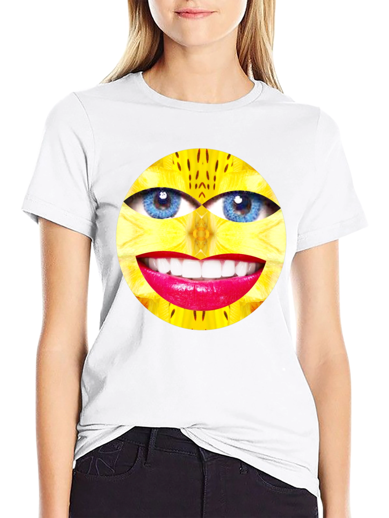 Surreal Face Graphic Black T-Shirt