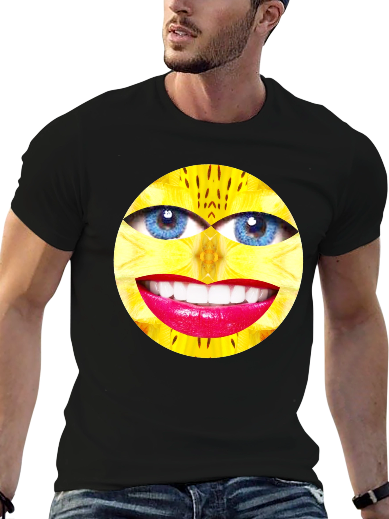 Surreal Face Graphic Black T-Shirt