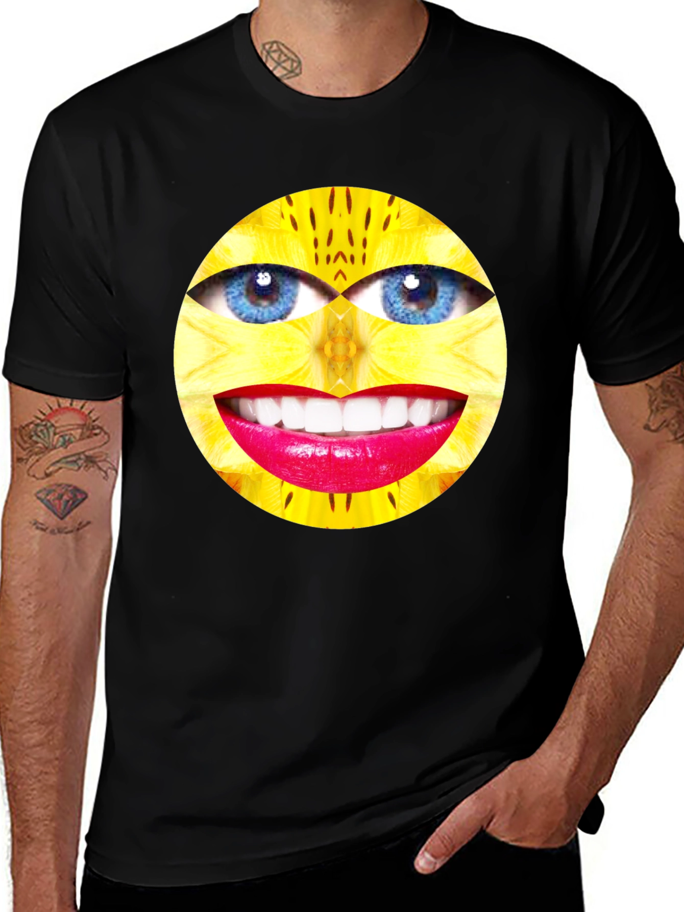 Surreal Face Graphic Black T-Shirt