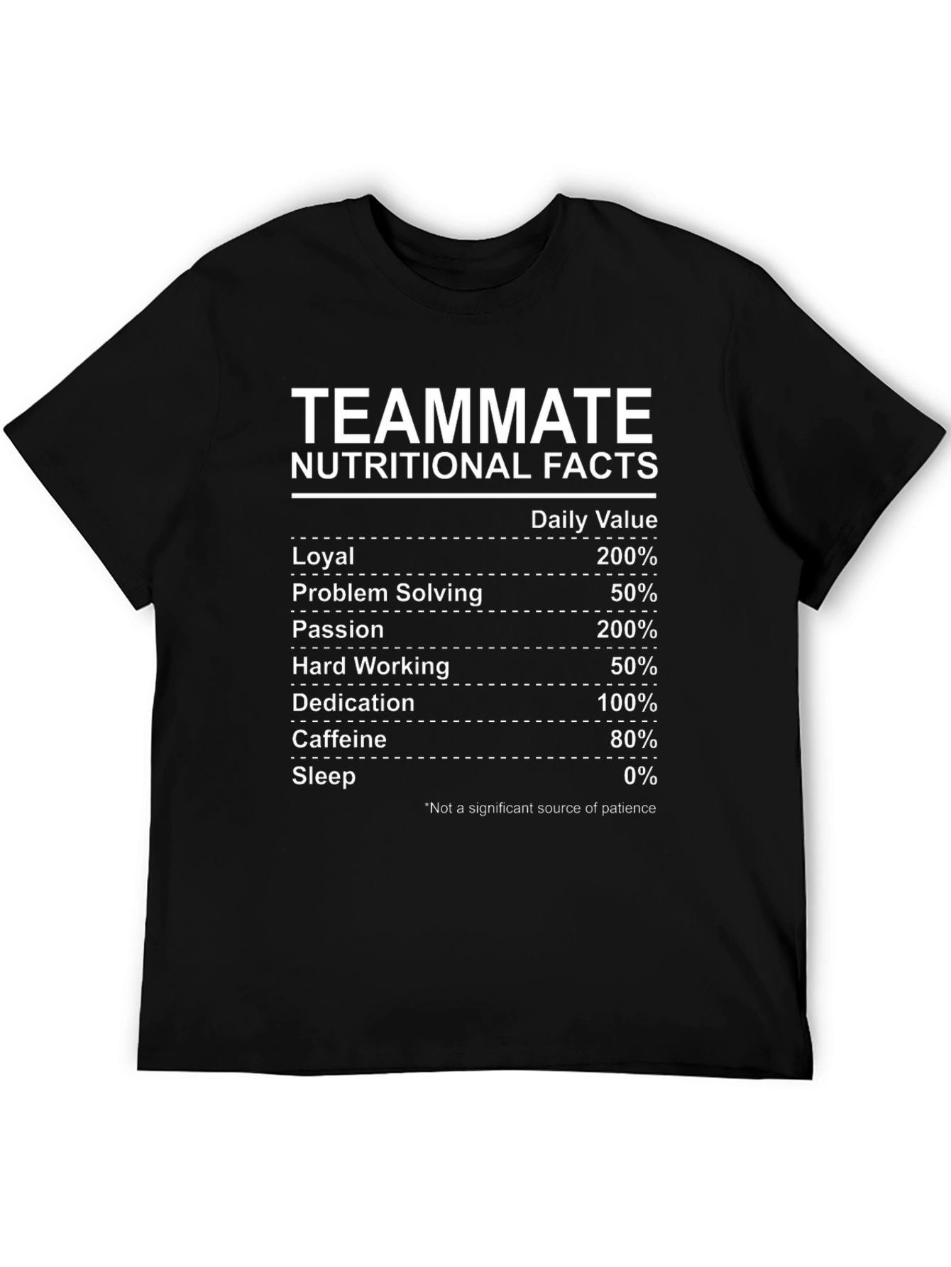 Teammate Nutritional Facts Black Graphic T-Shirt