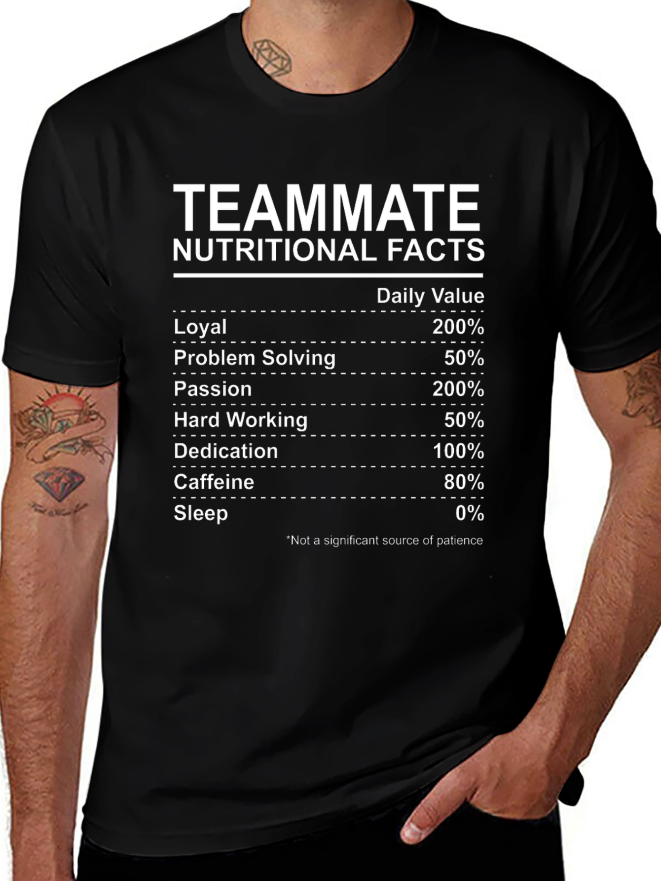 Teammate Nutritional Facts Black Graphic T-Shirt