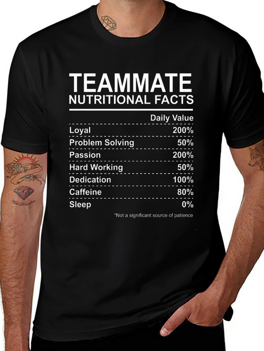 Teammate Nutritional Facts Black Graphic T-Shirt