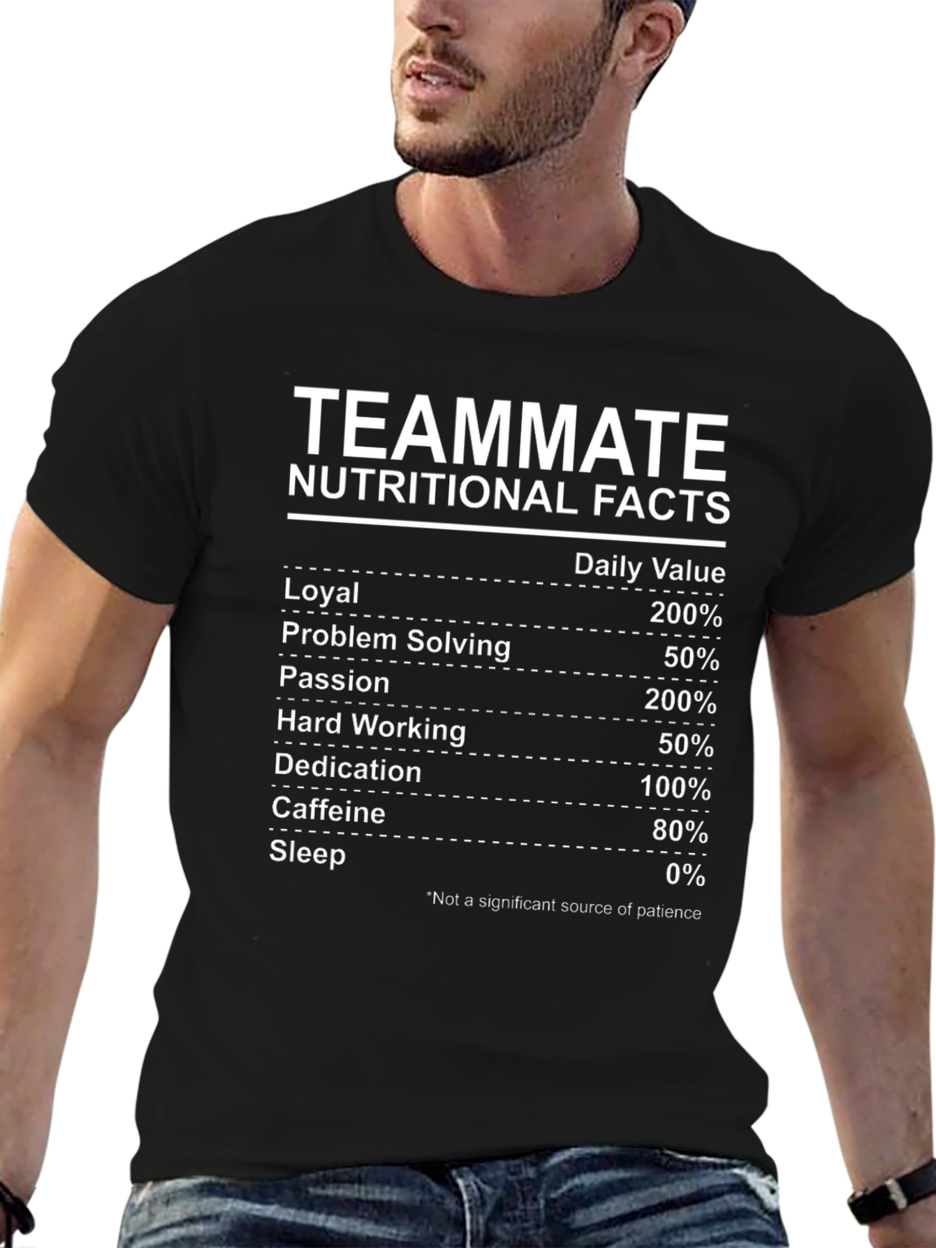Teammate Nutritional Facts Black Graphic T-Shirt