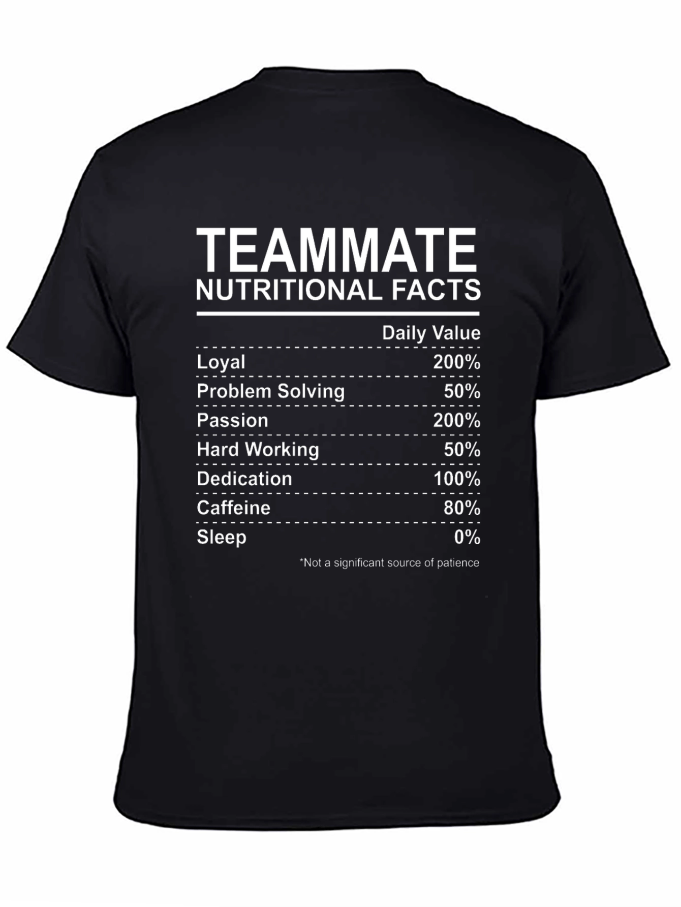Teammate Nutritional Facts Black Graphic T-Shirt