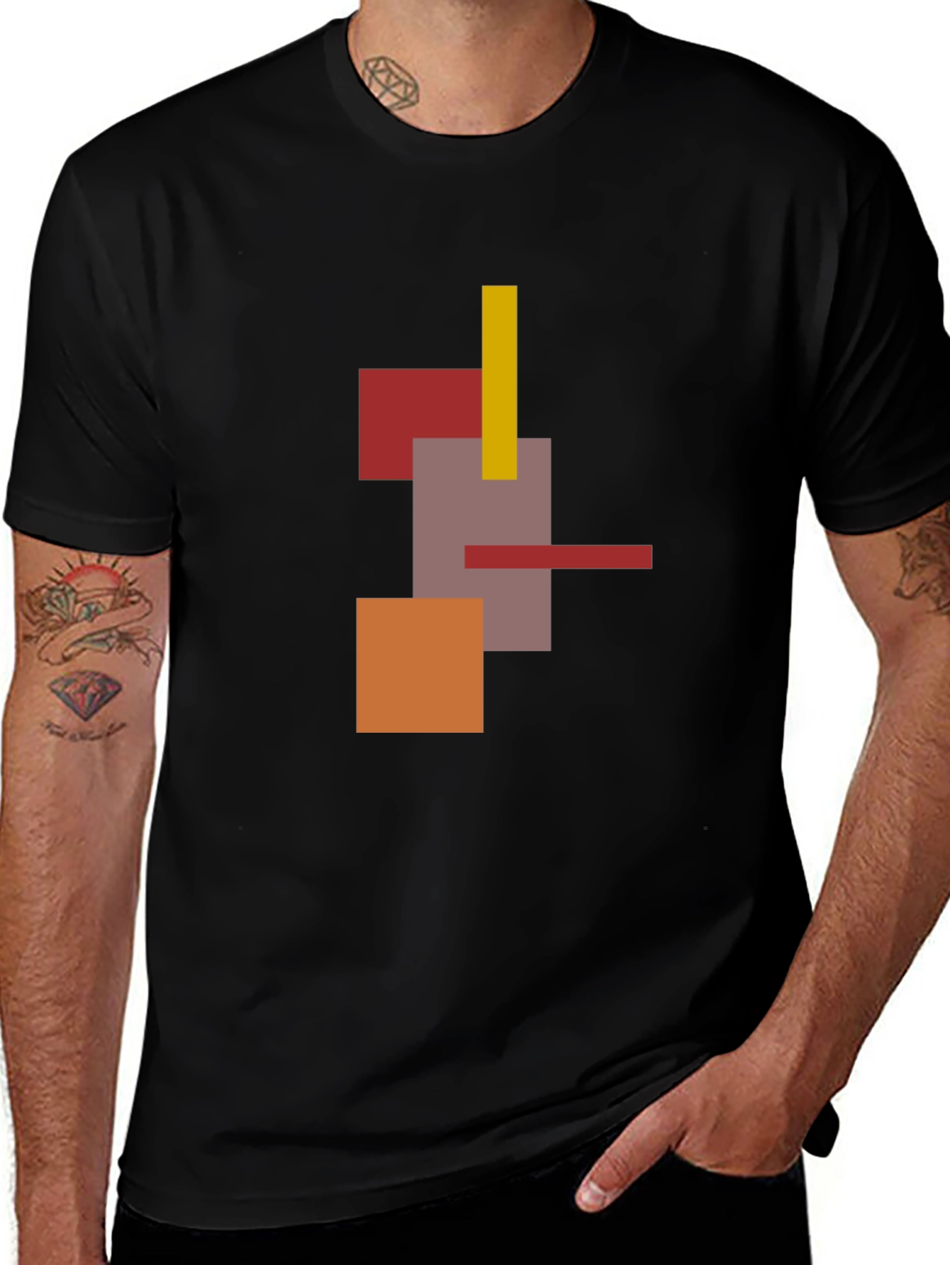 Abstract Geometric Mens Black T-Shirt