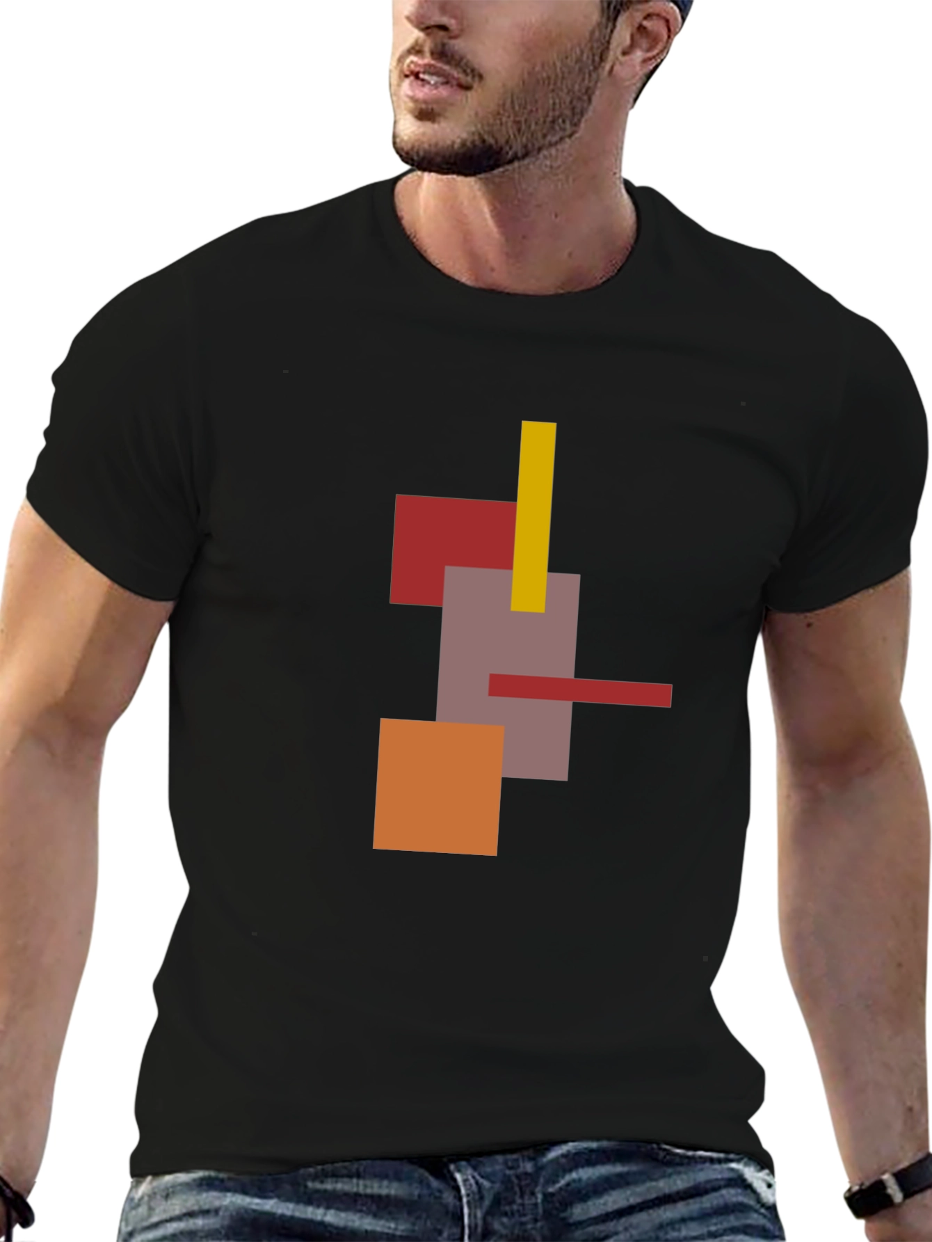 Abstract Geometric Mens Black T-Shirt