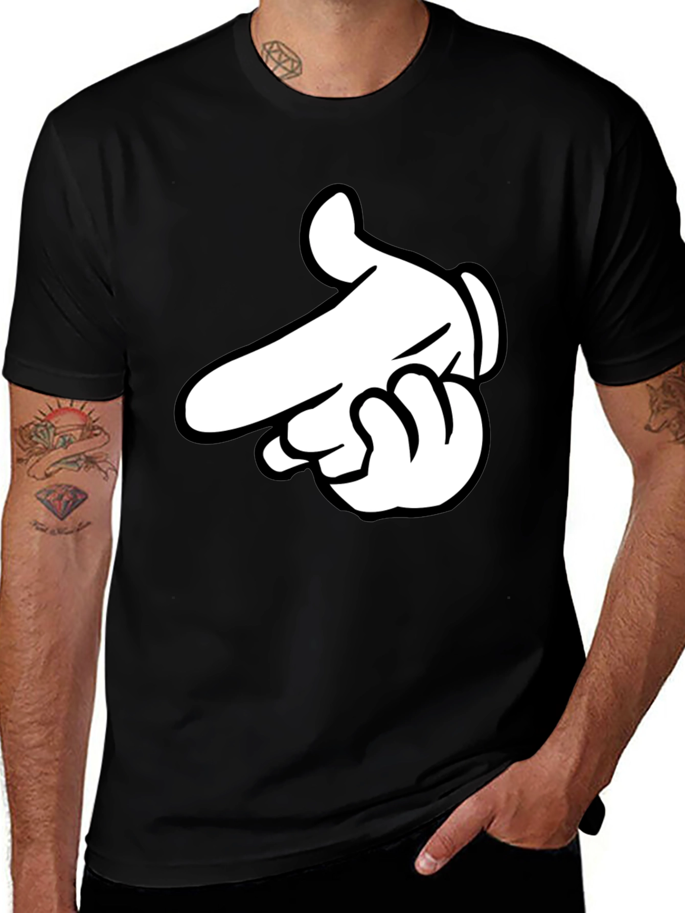 Cartoon Hand Graphic Black T-Shirt