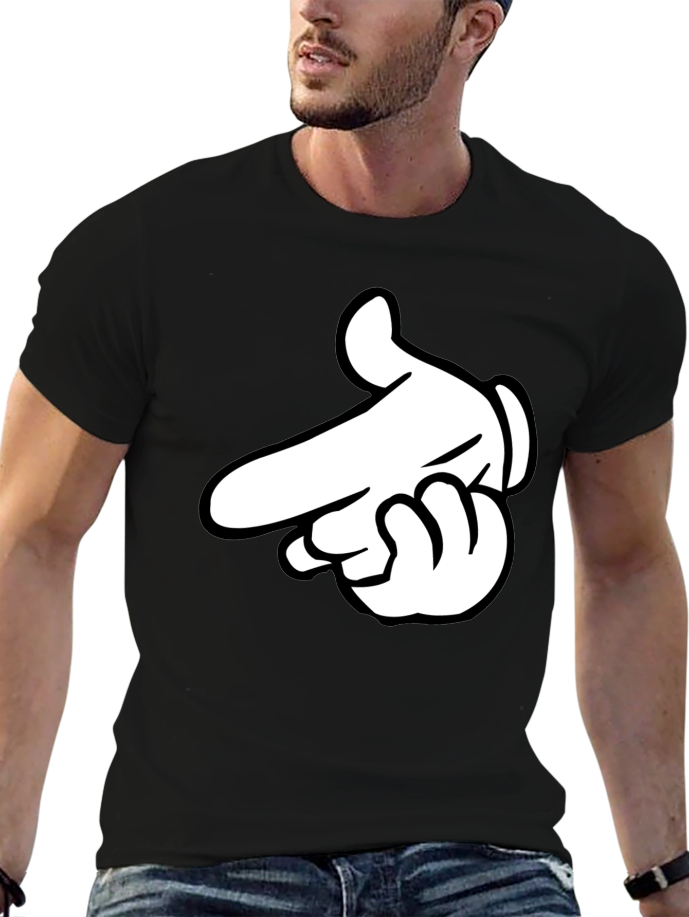 Cartoon Hand Graphic Black T-Shirt