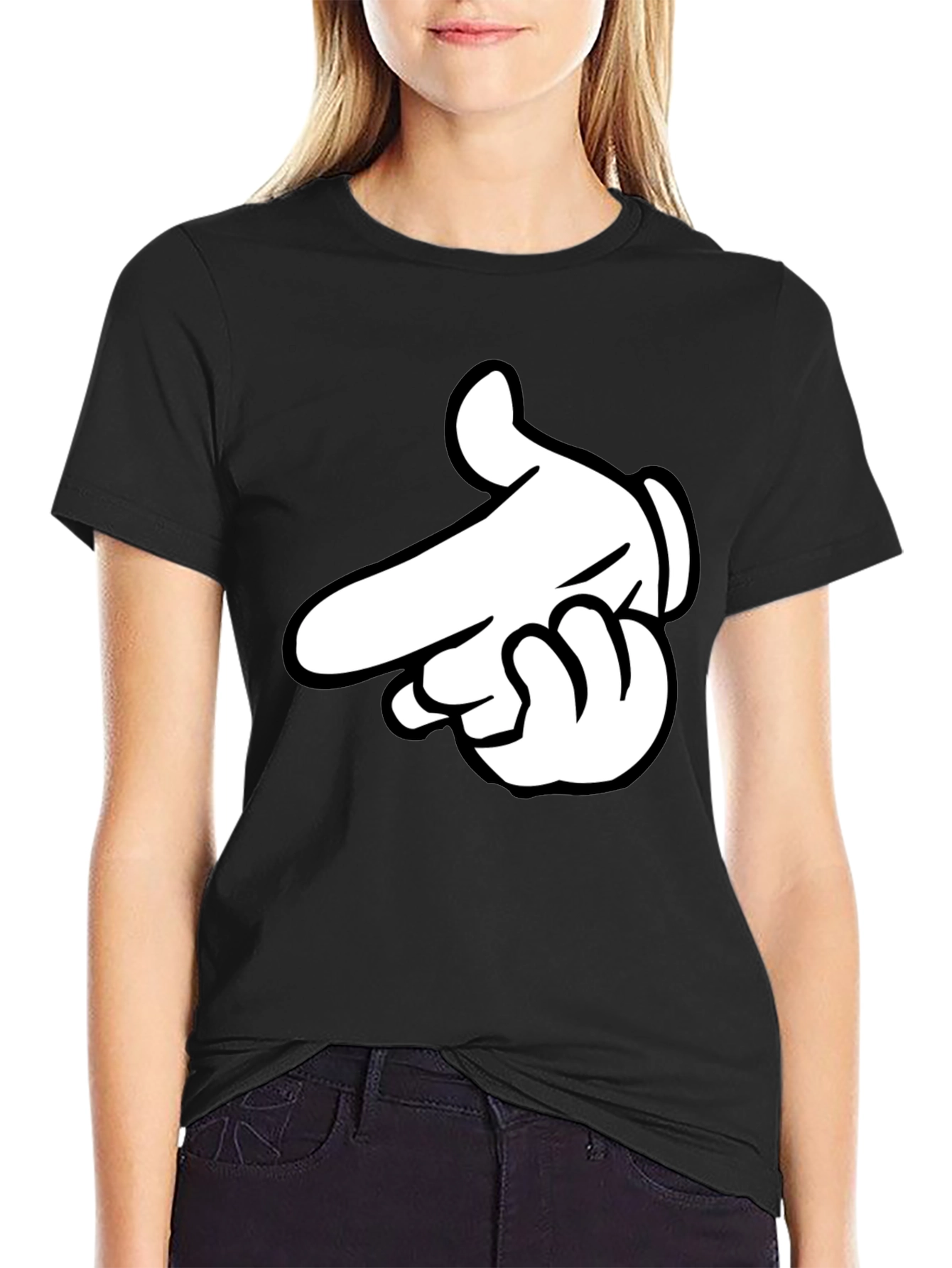 Cartoon Hand Graphic Black T-Shirt