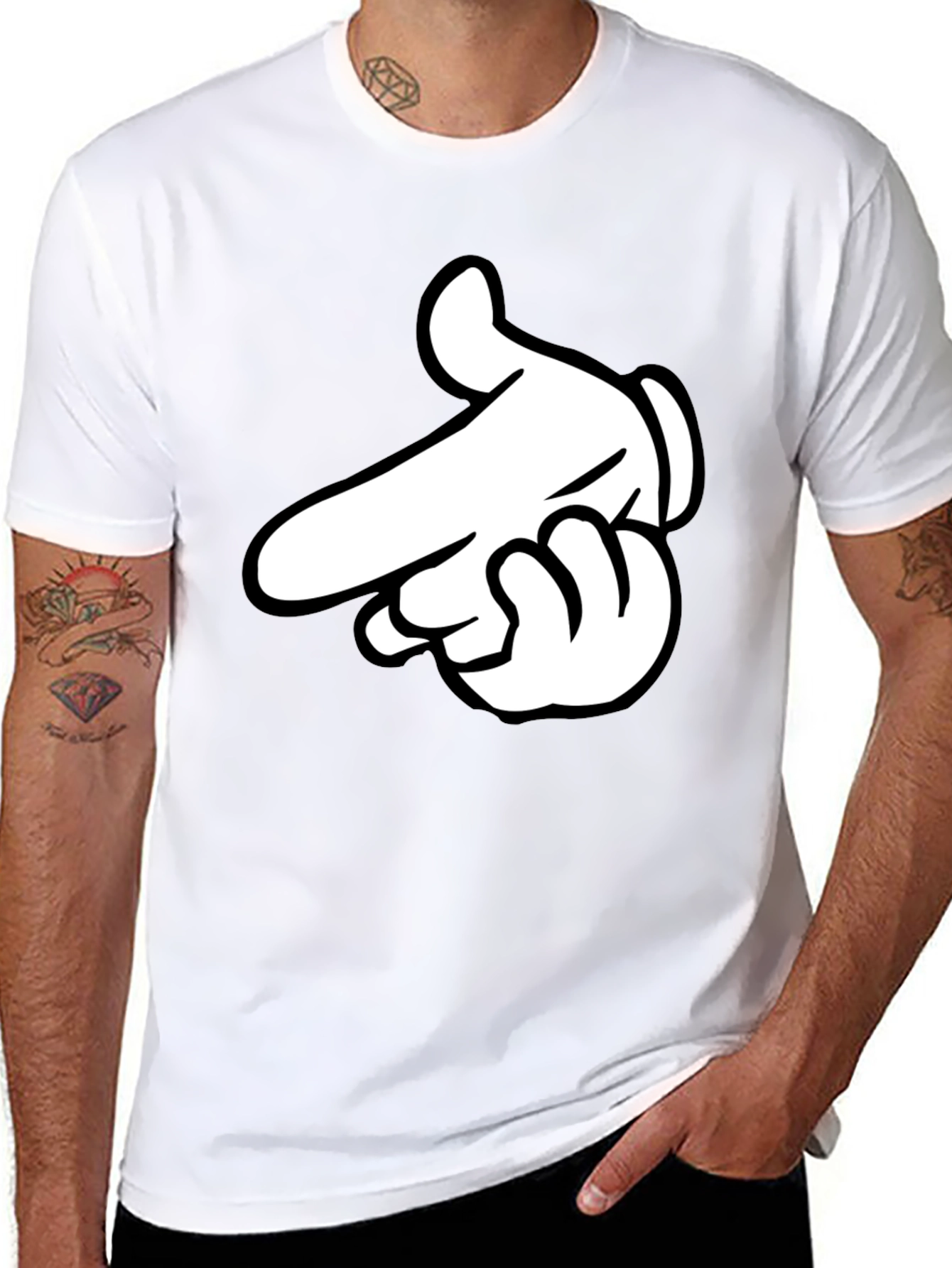 Cartoon Hand Graphic Black T-Shirt