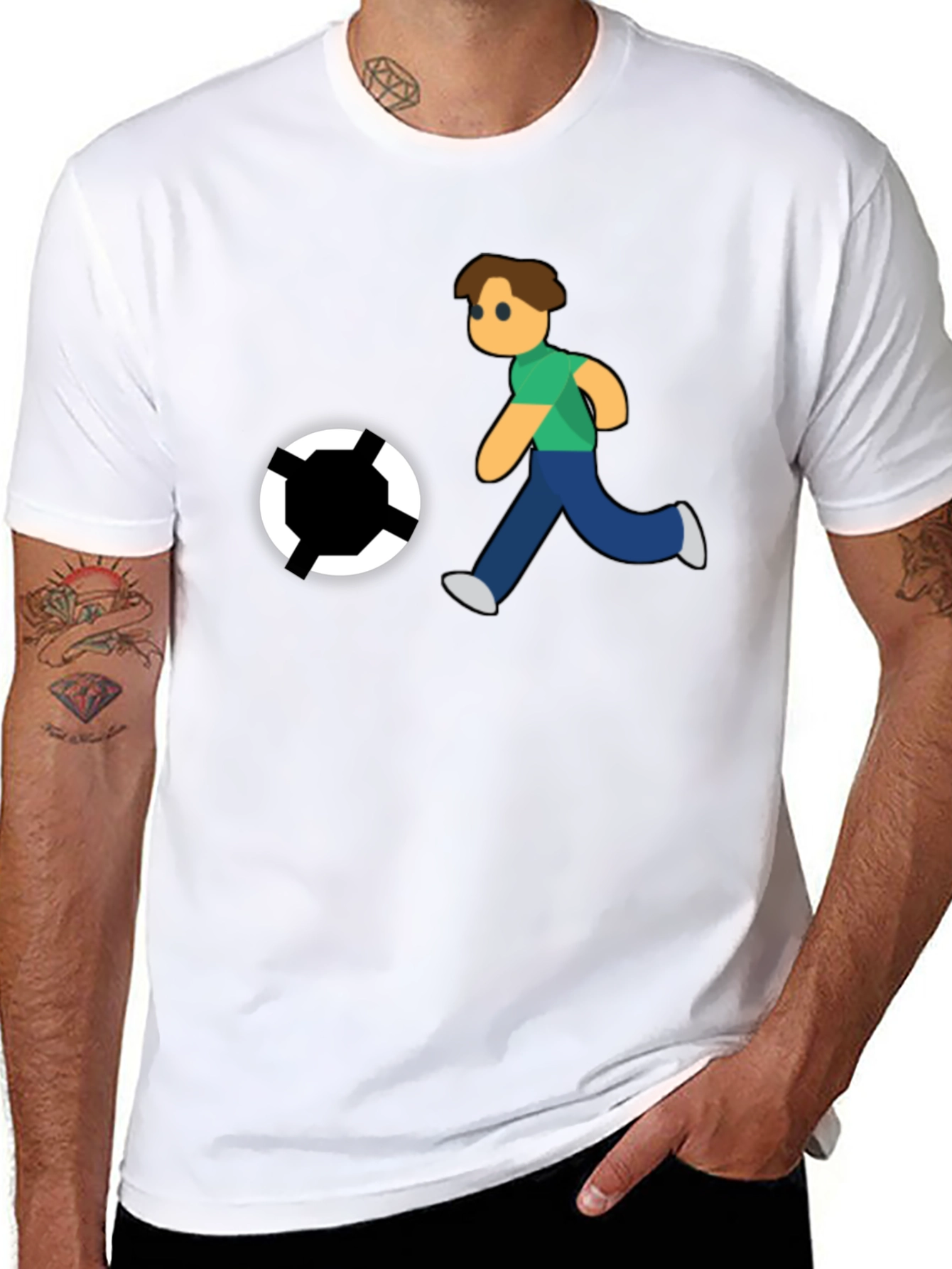 Soccer Player Graphic Black T-Shirt
