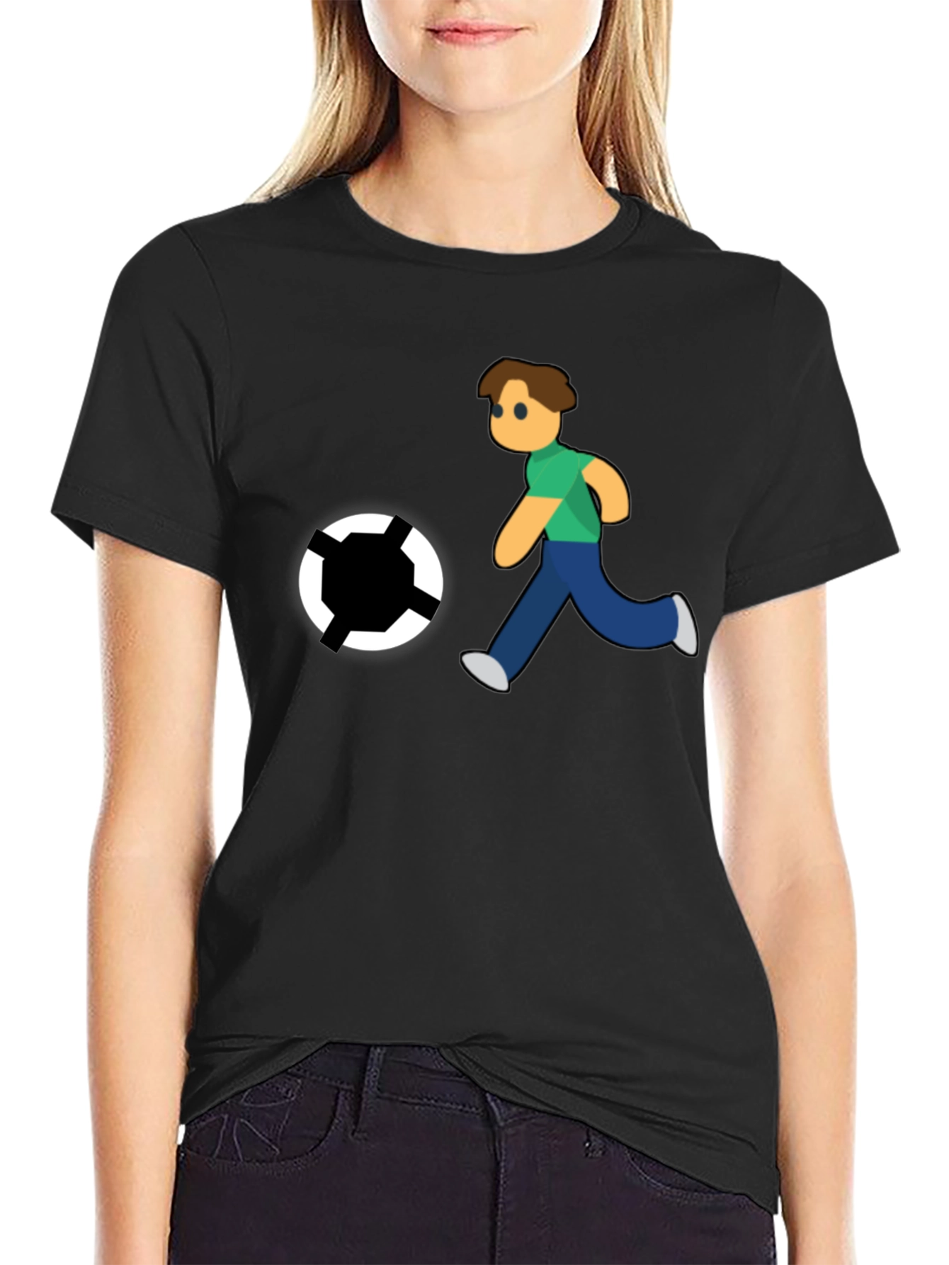Soccer Player Graphic Black T-Shirt