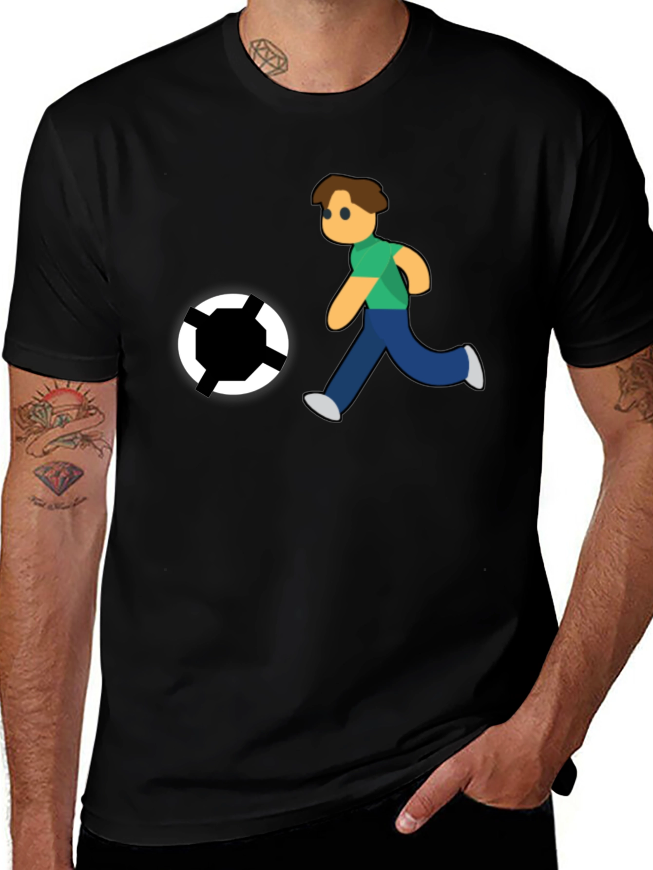 Soccer Player Graphic Black T-Shirt