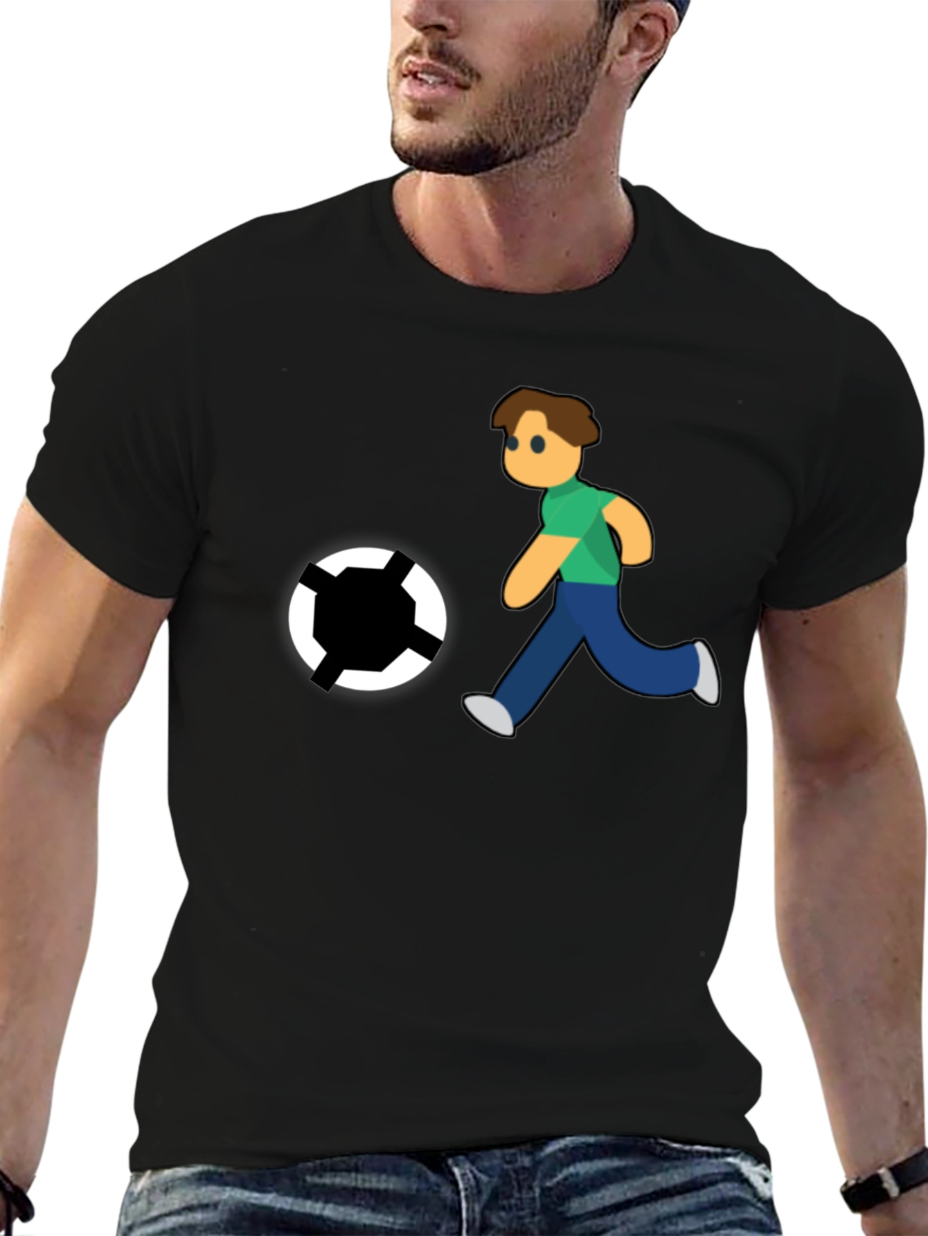 Soccer Player Graphic Black T-Shirt