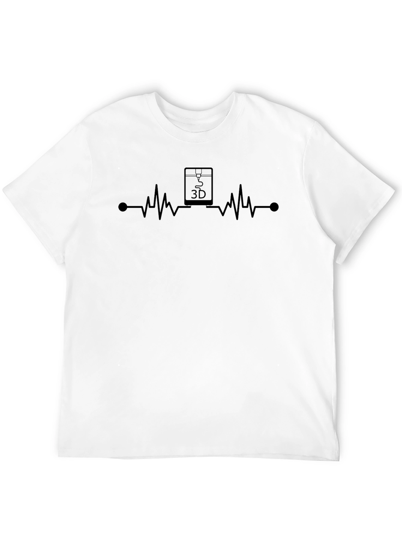 3D Printer Heartbeat T-Shirt - Black