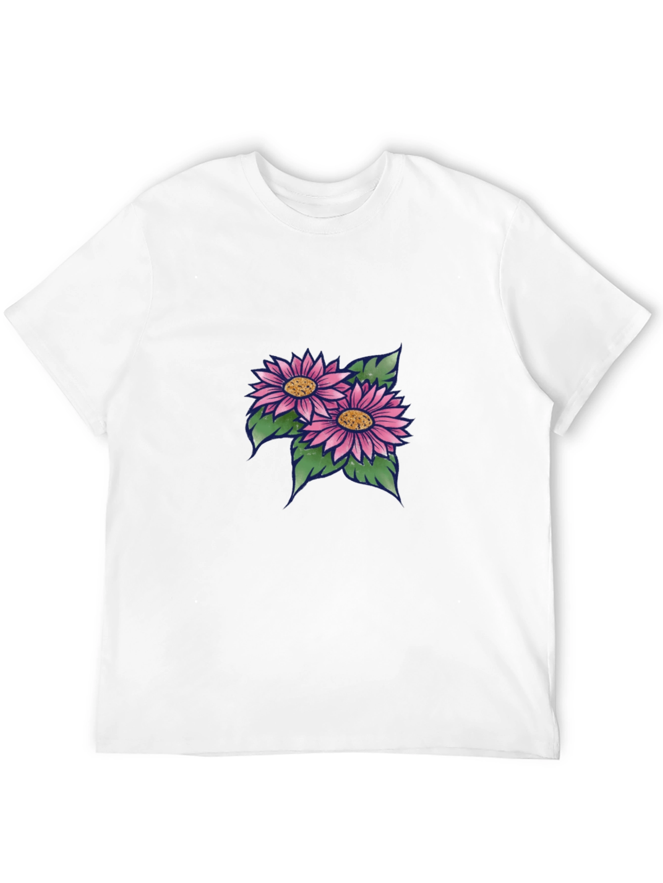 Black T-Shirt with Floral Design