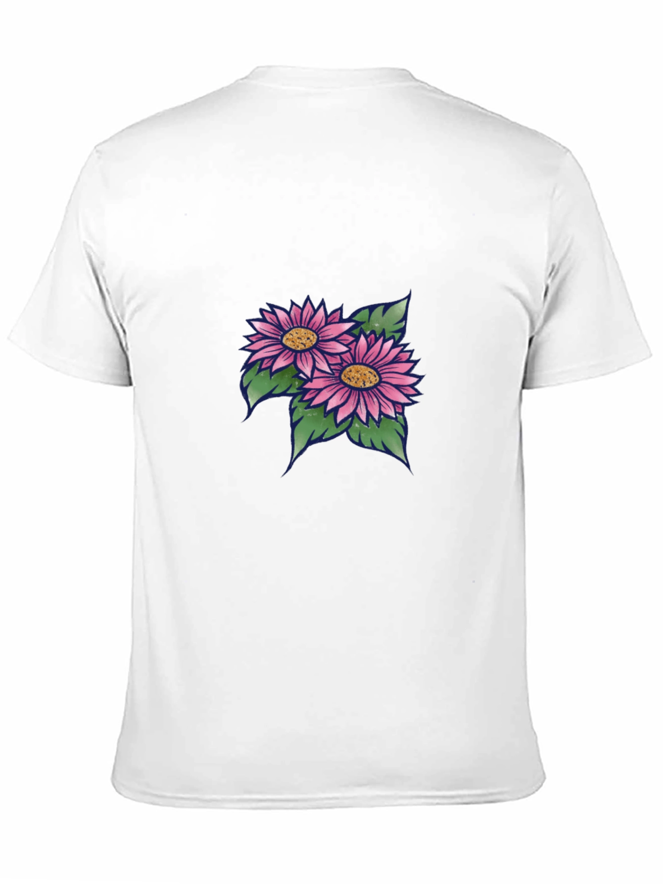 Black T-Shirt with Floral Design