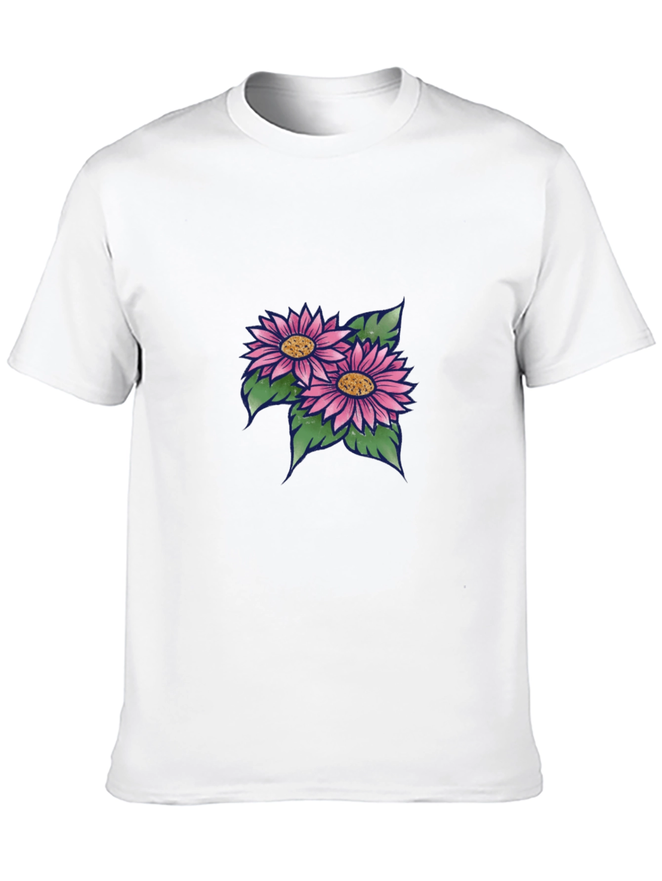 Black T-Shirt with Floral Design