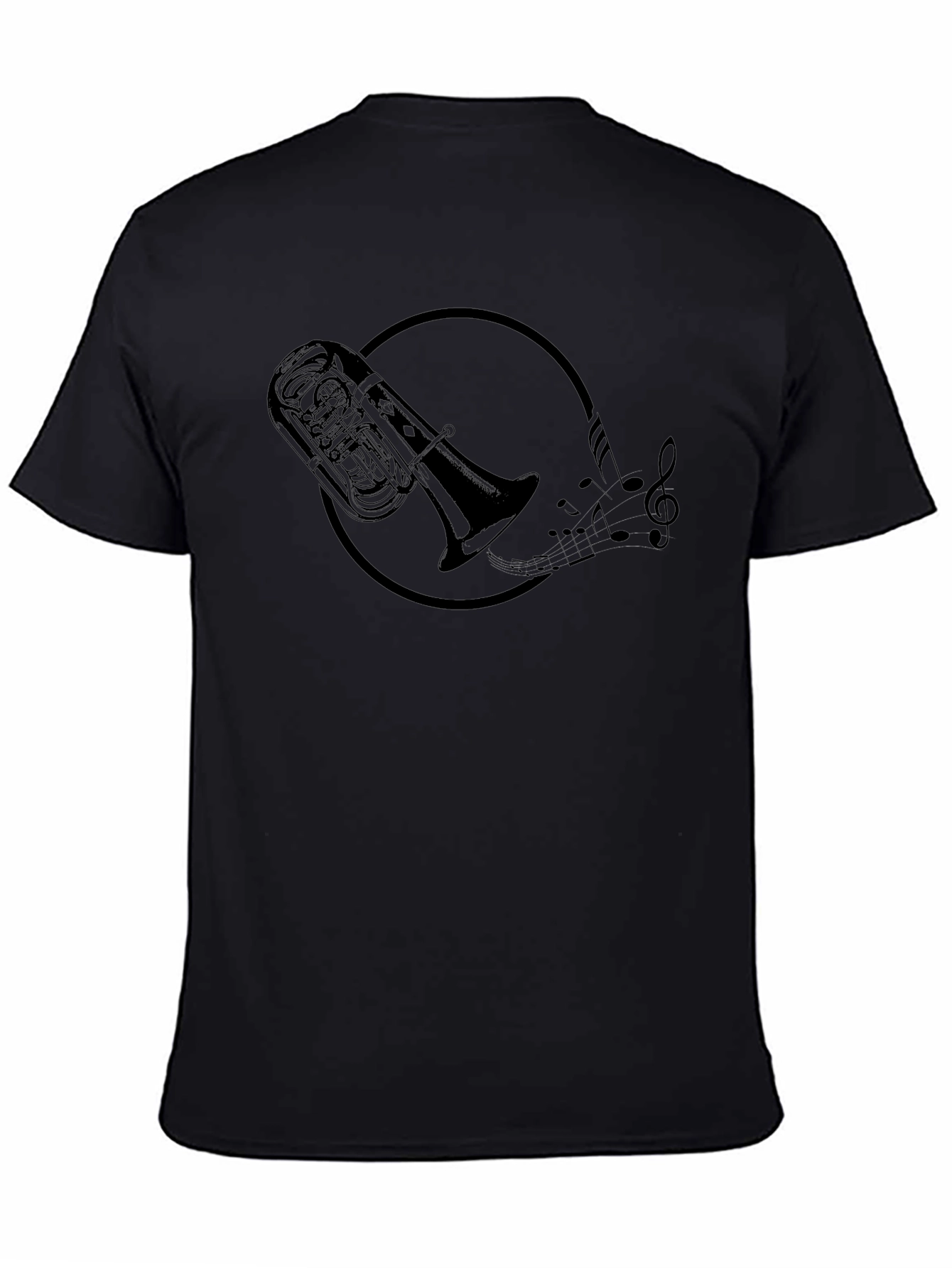 Tuba & Music Notes Graphic Tee - Black