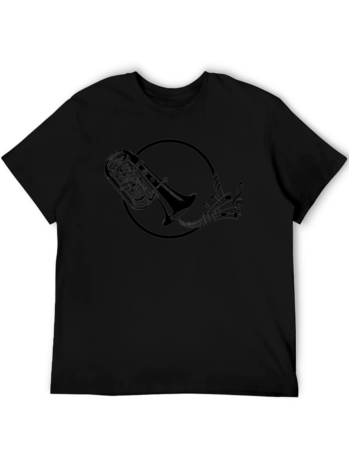 Tuba & Music Notes Graphic Tee - Black