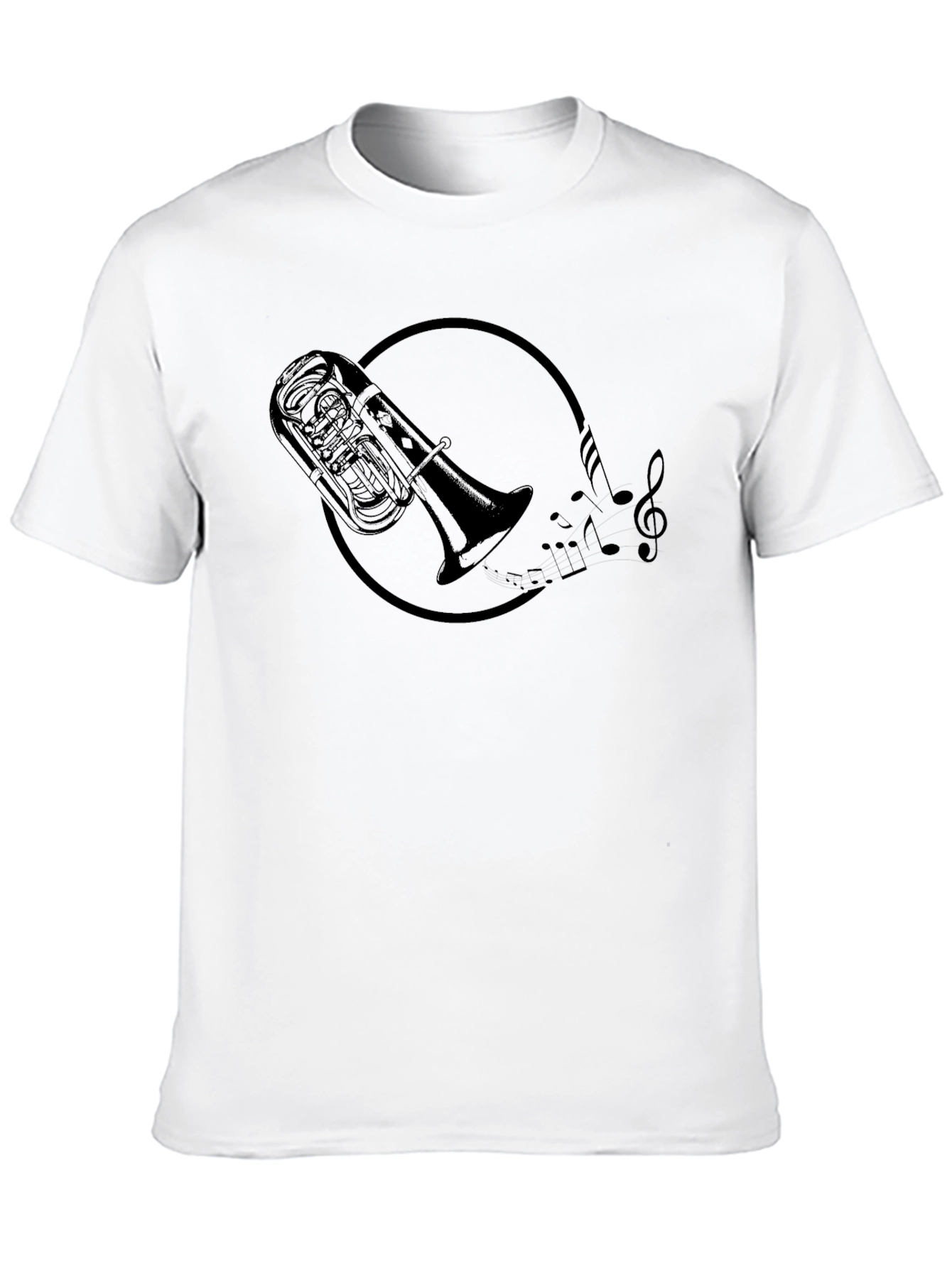 Tuba & Music Notes Graphic Tee - Black