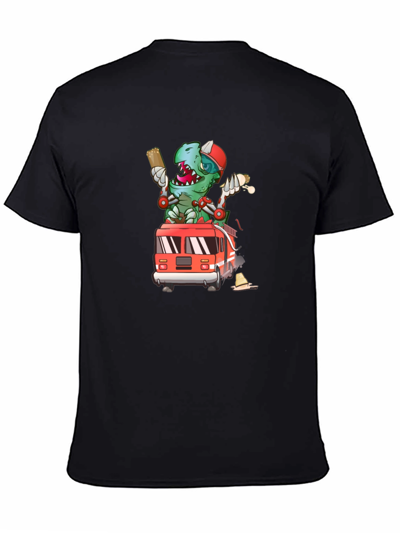 Cartoon Firefighter Dinosaur T-Shirt