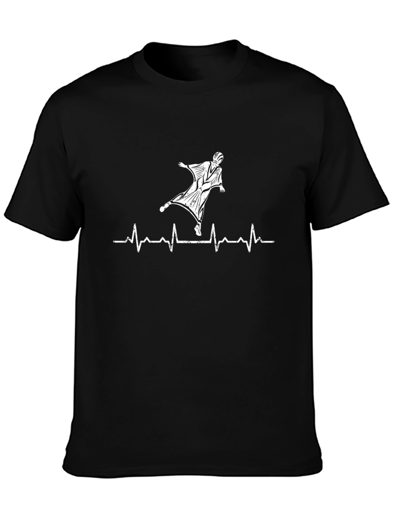 Wingsuit Flyer Heartbeat Black T-Shirt