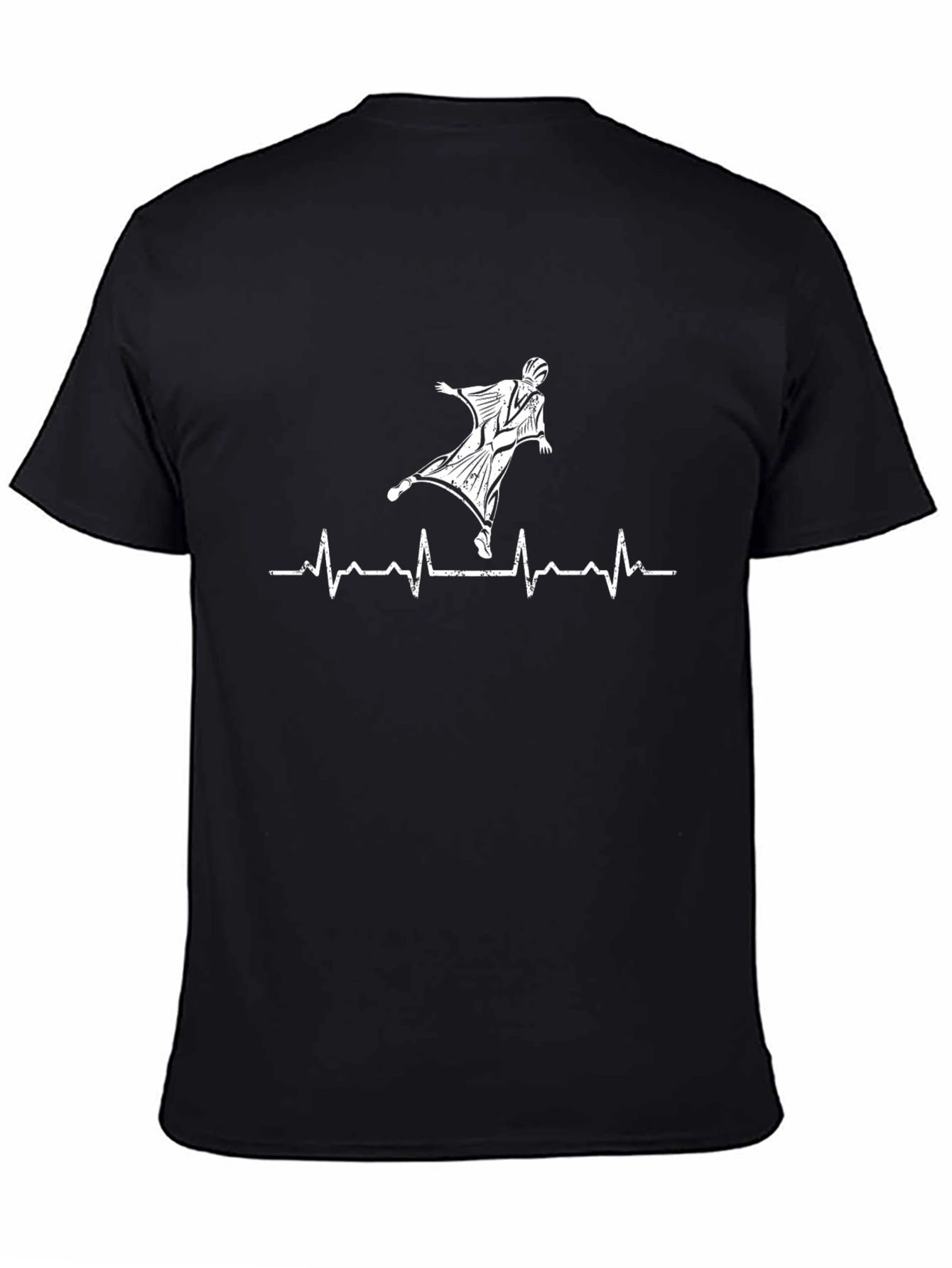 Wingsuit Flyer Heartbeat Black T-Shirt