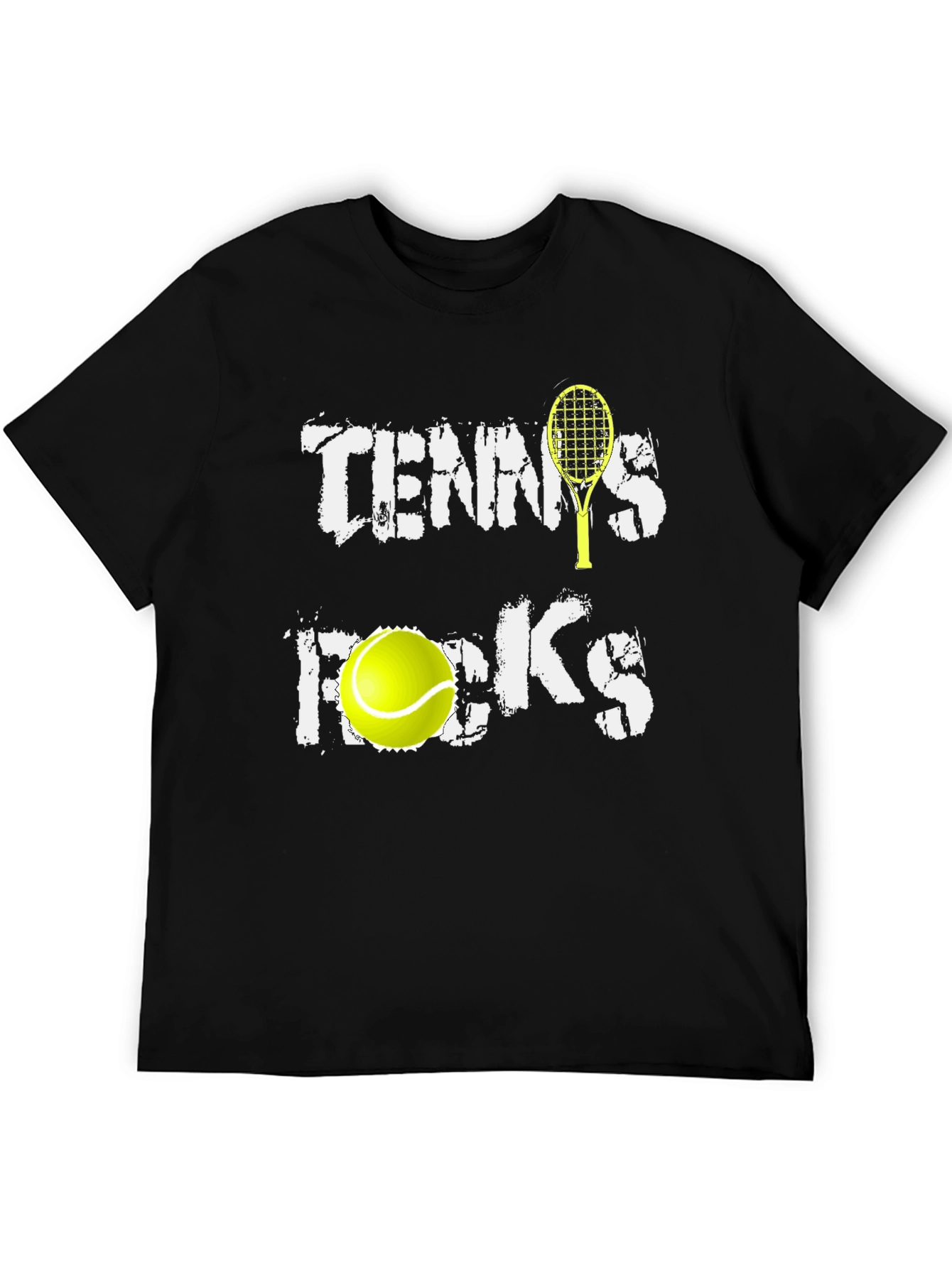 Tennis Rocks Graphic Tee - Black Cotton Blend