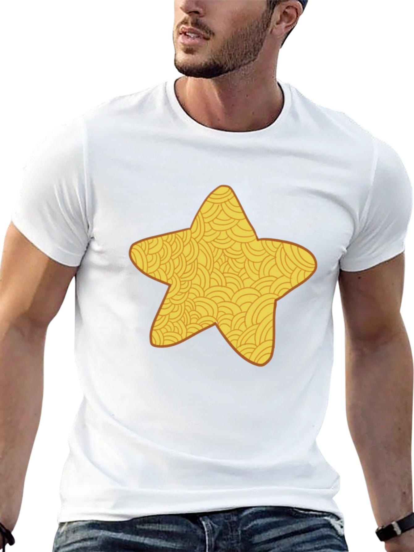 Star Pattern Black T-Shirt