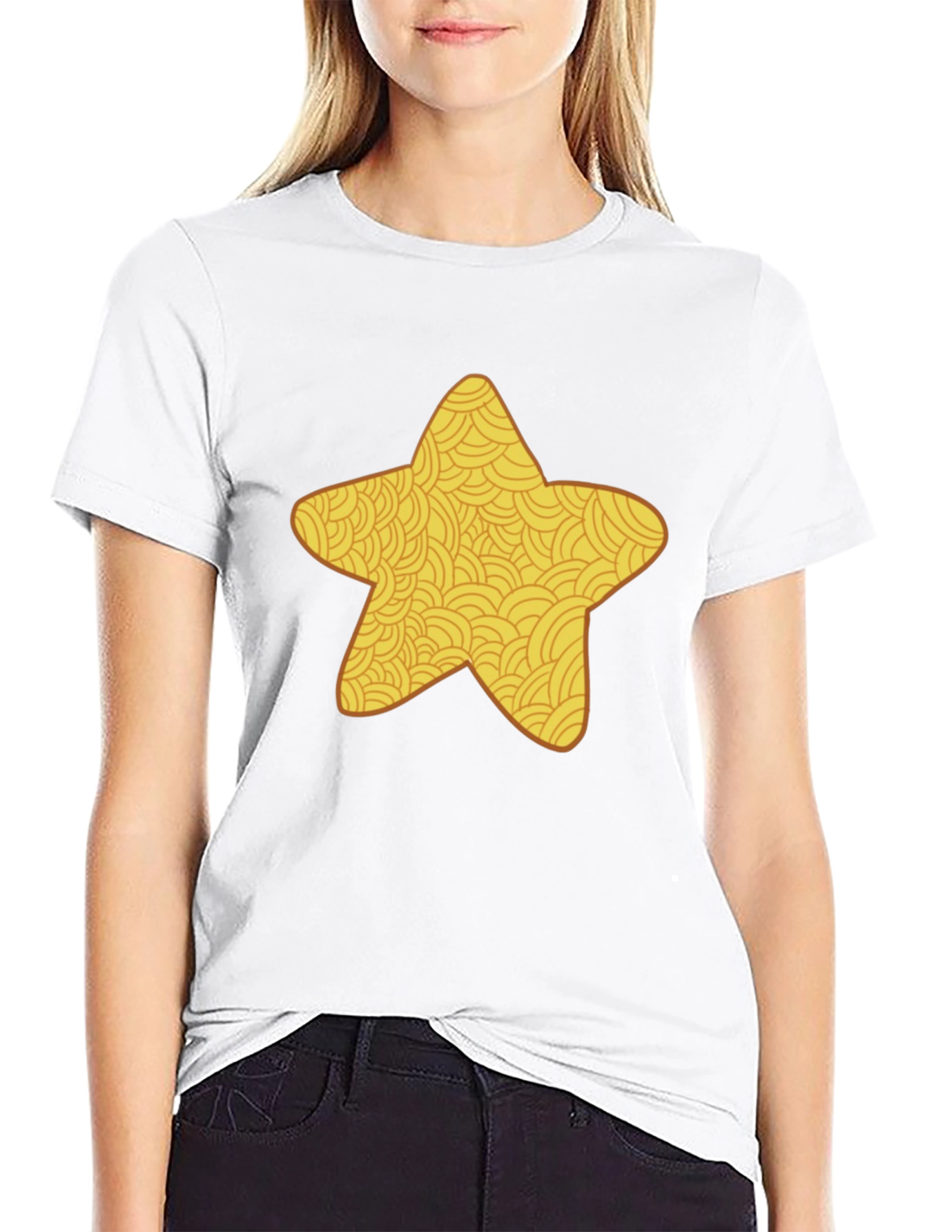 Star Pattern Black T-Shirt