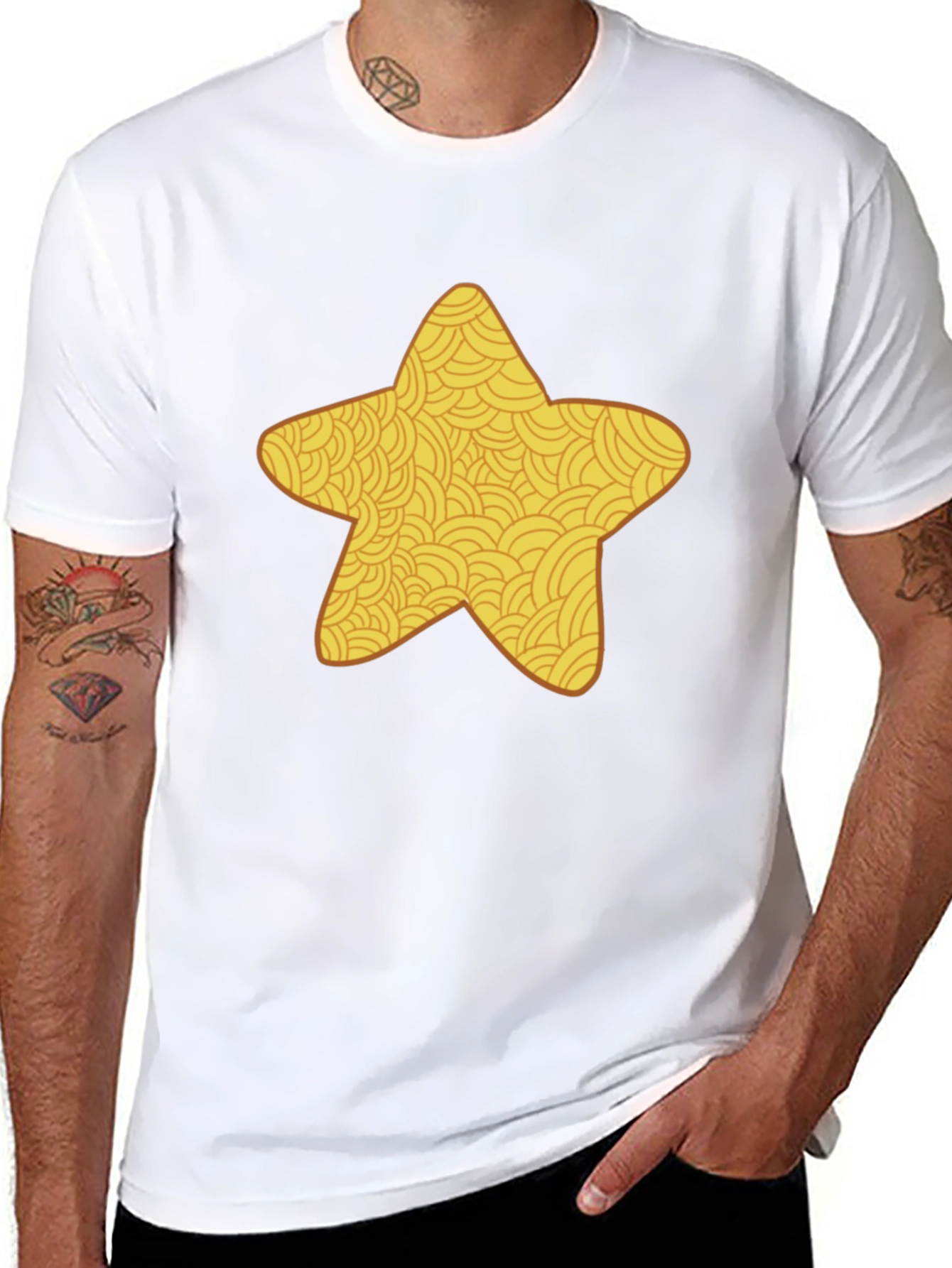 Star Pattern Black T-Shirt