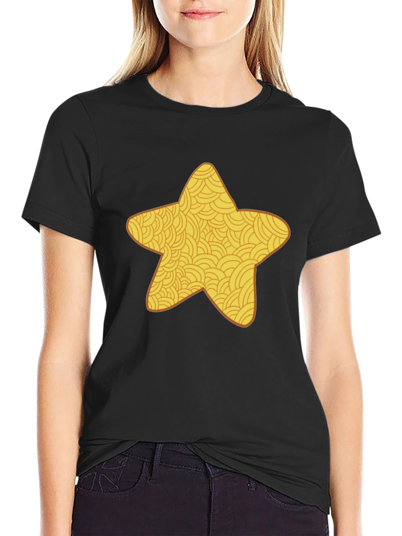 Star Pattern Black T-Shirt