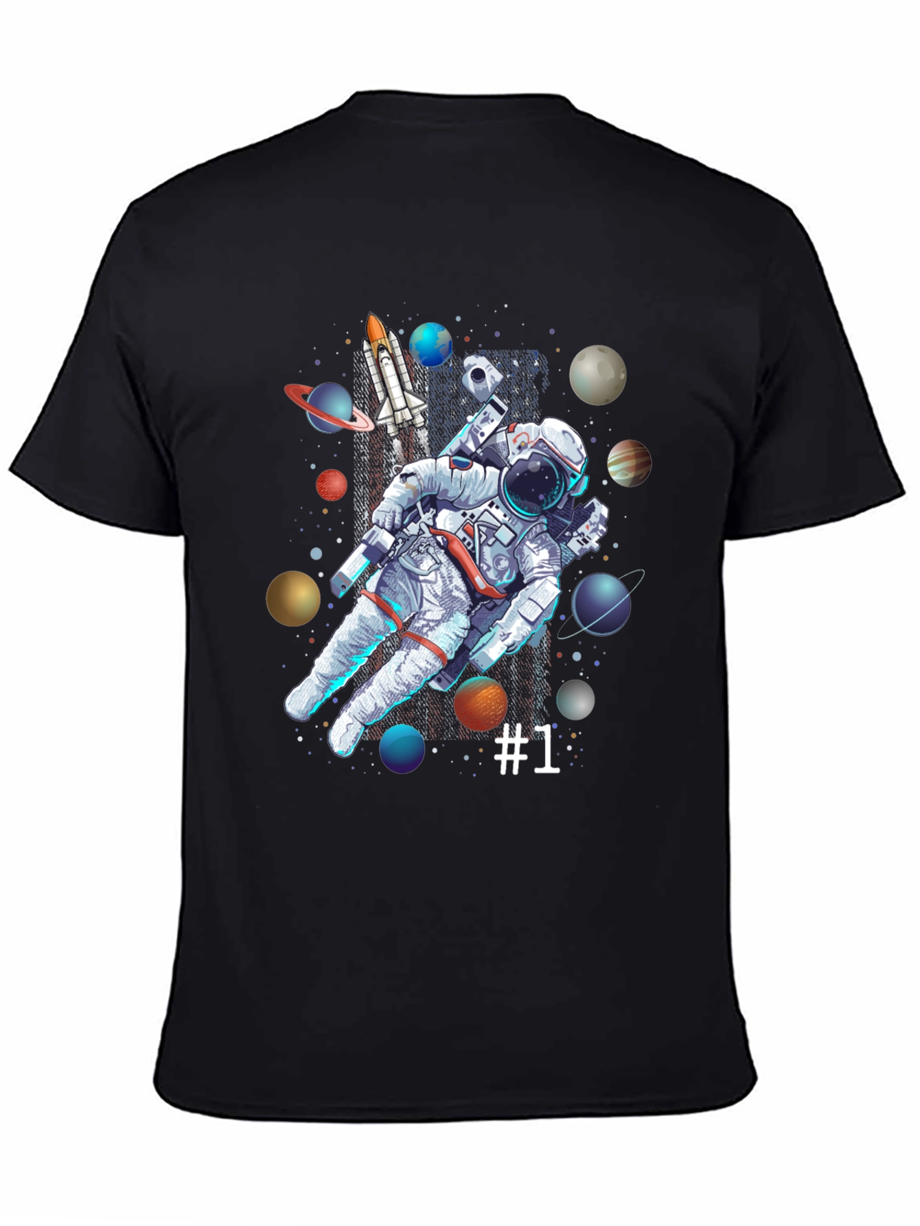 Astronaut in Space Graphic T-Shirt - Black