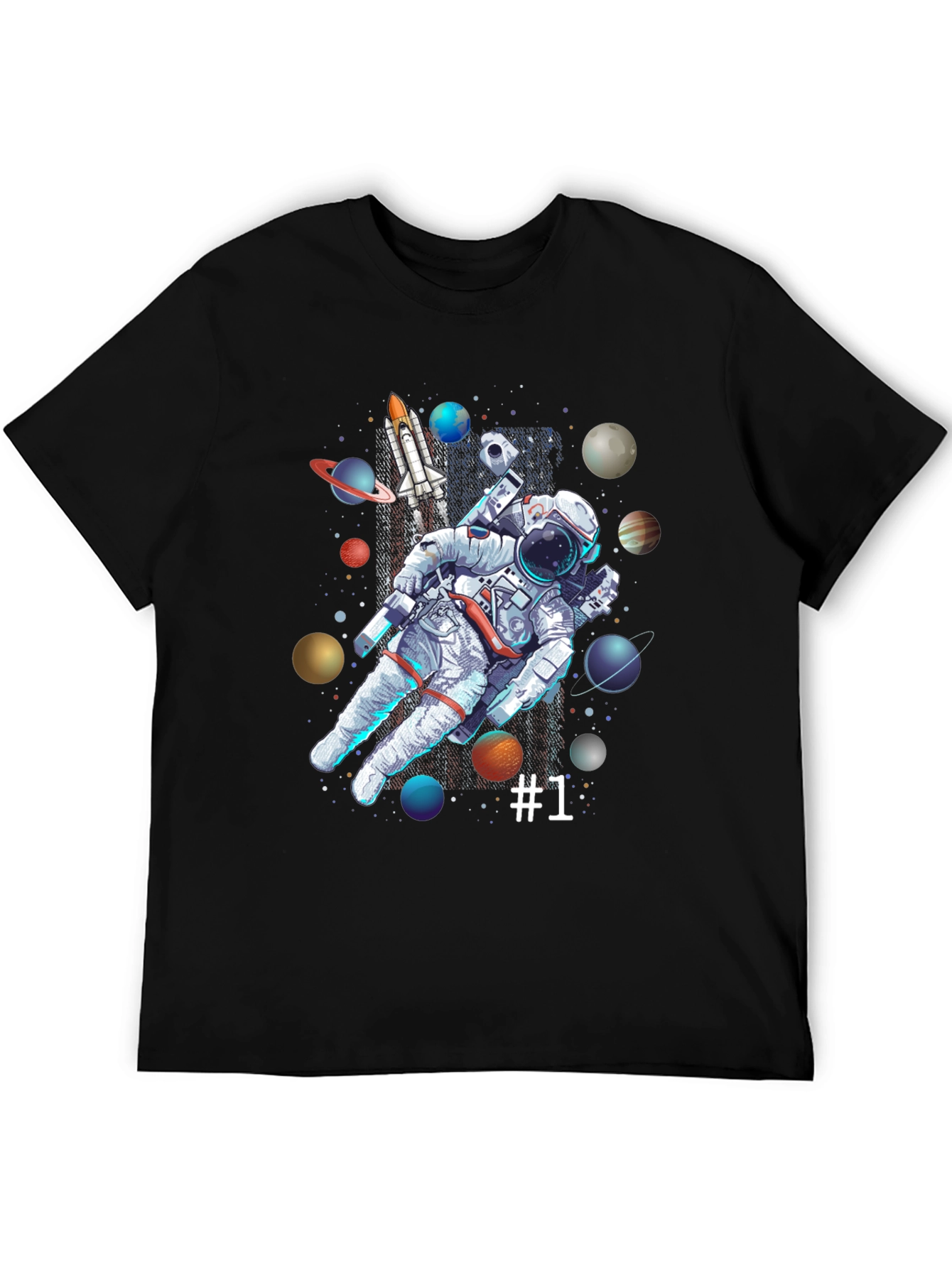 Astronaut in Space Graphic T-Shirt - Black