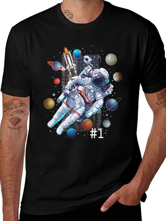 Astronaut in Space Graphic T-Shirt - Black