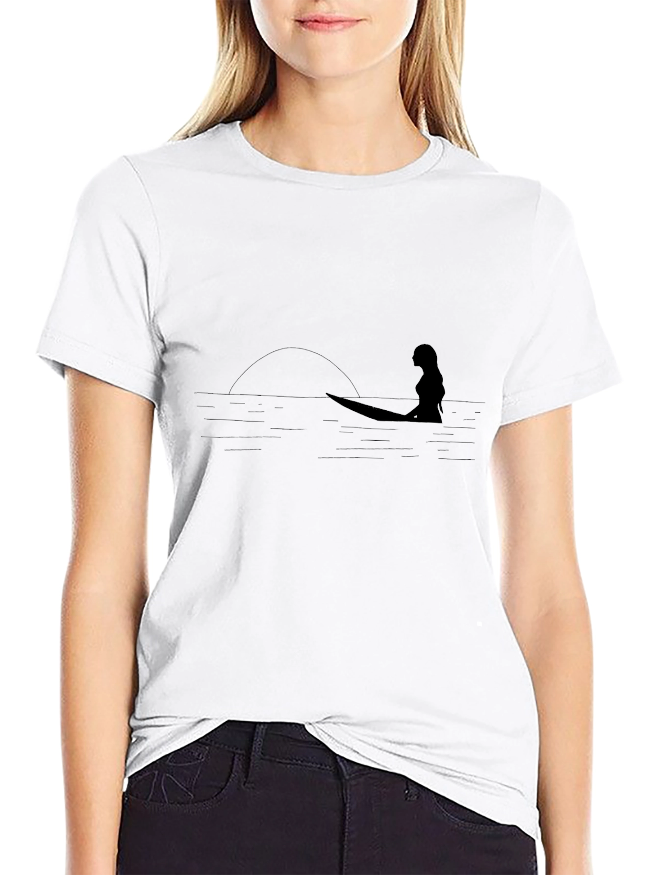 Surfer Silhouette Black Graphic Tee