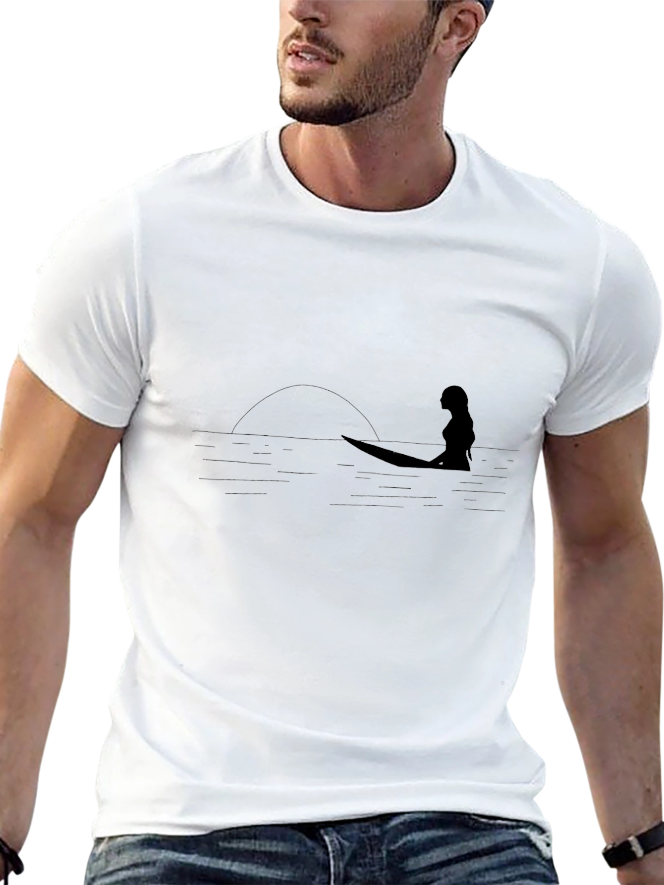 Surfer Silhouette Black Graphic Tee